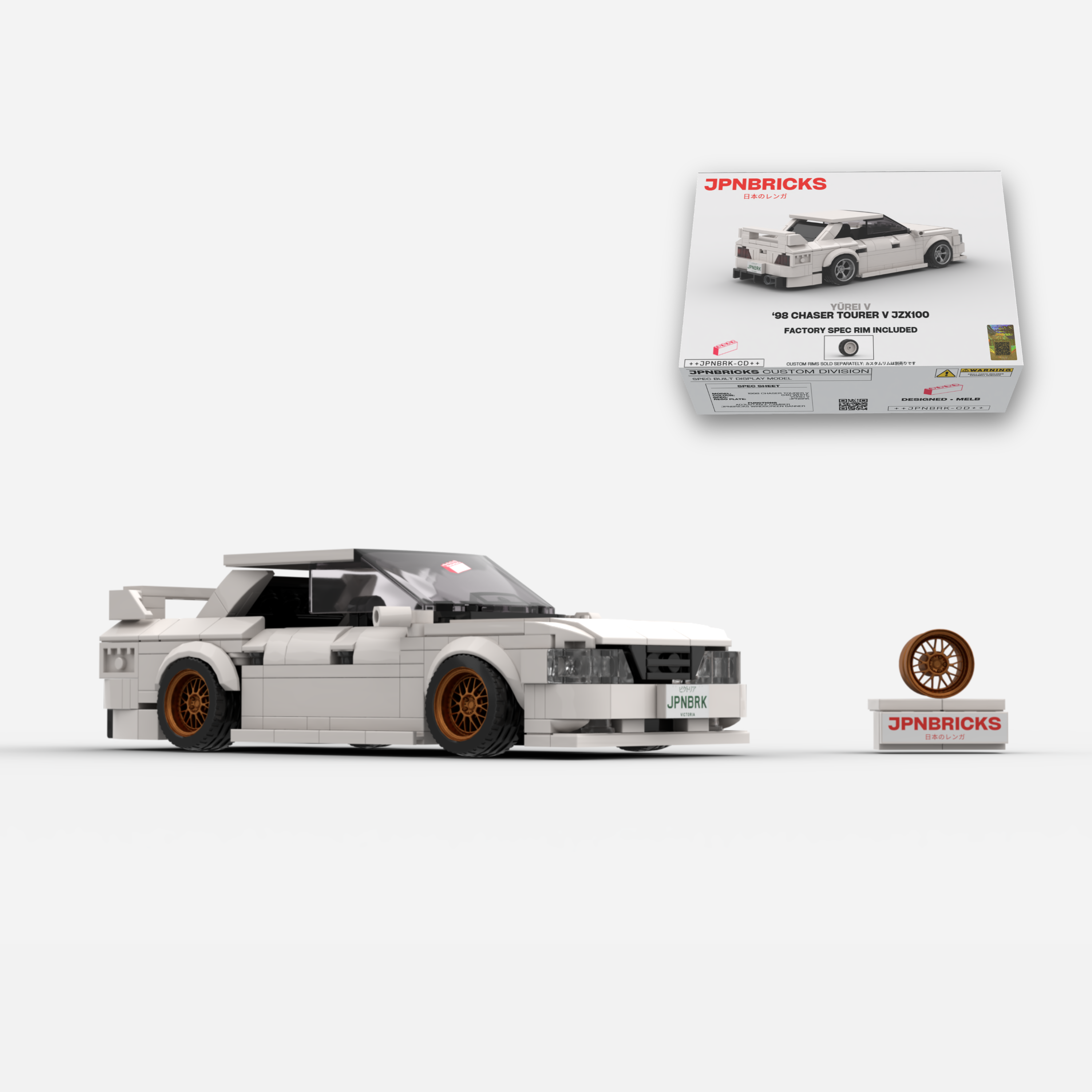1998 Chaser Tourer V JZX100 040 White Brick Car Model Kit