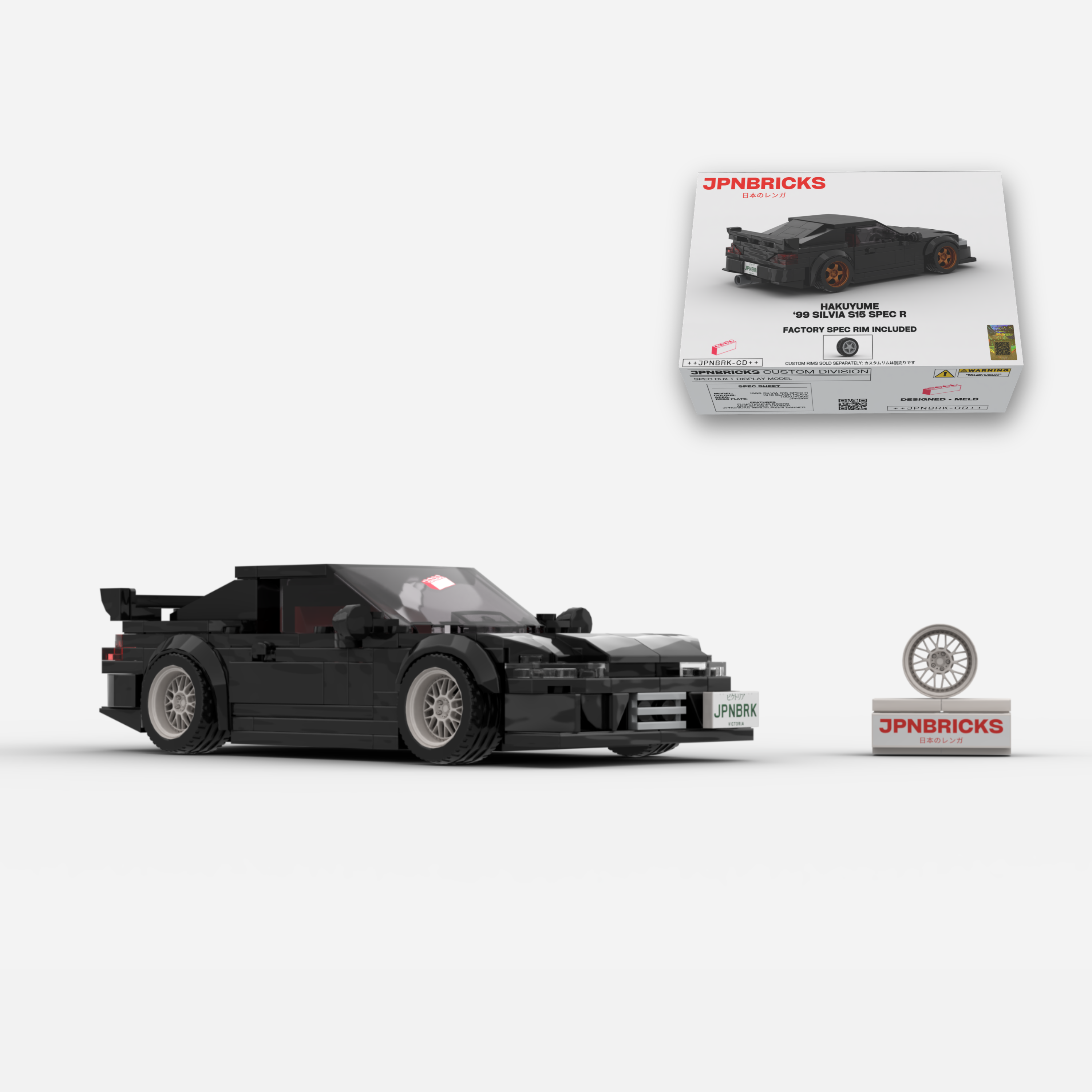 1999 Silvia S15 Spec R KH3 Black Brick Car Model Kit
