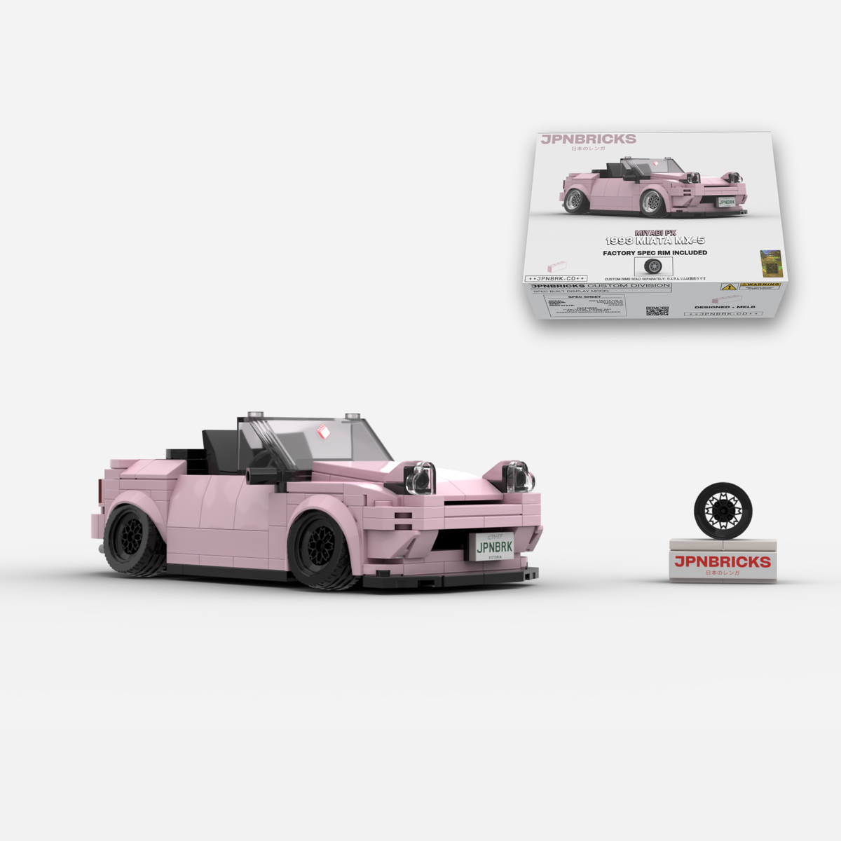 1993 Miata MX-5 Sakura Pink (Heart Headlights) Brick Car Model Kit