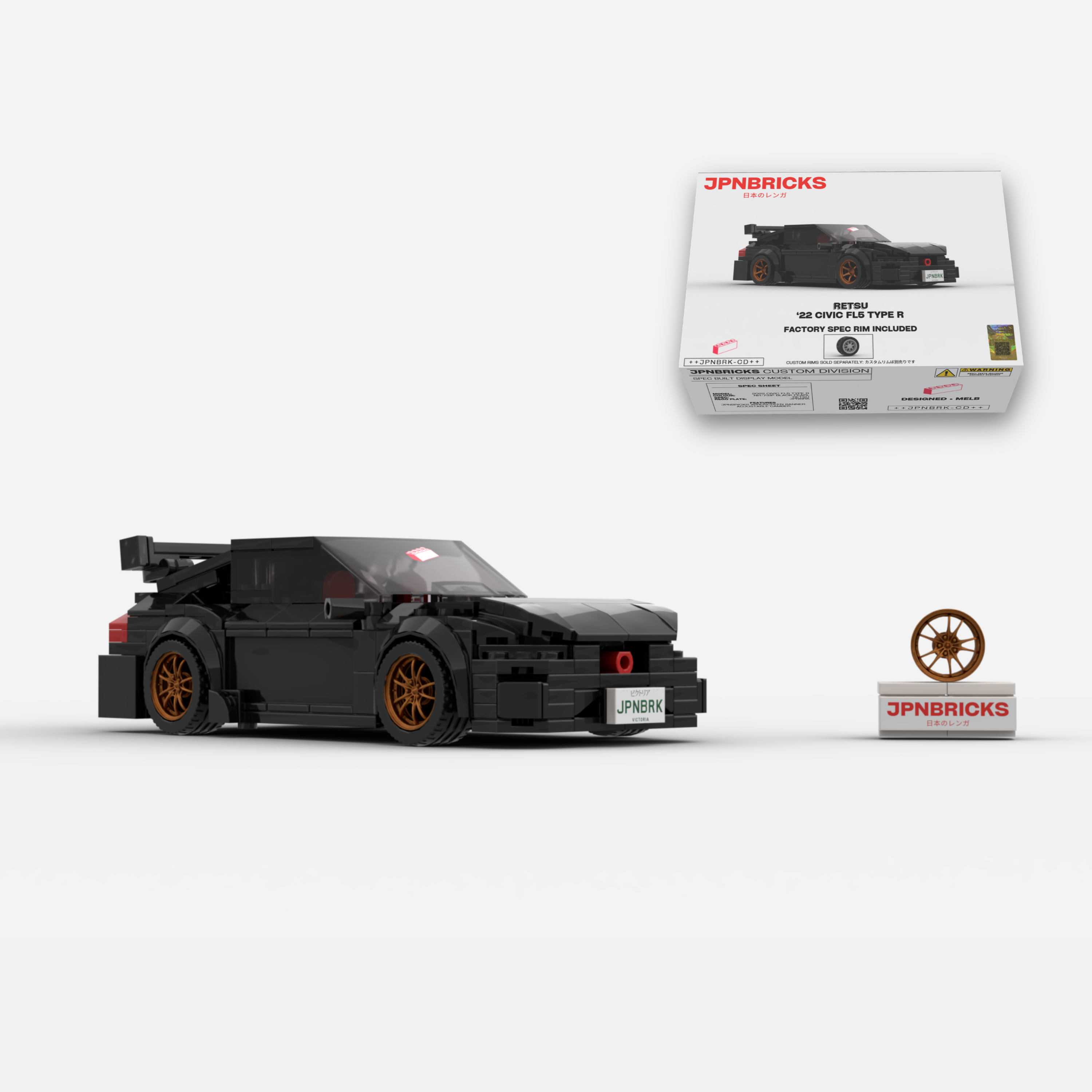 2022 Civic Type R FL5 NH-731P Black Brick Car Model Kit