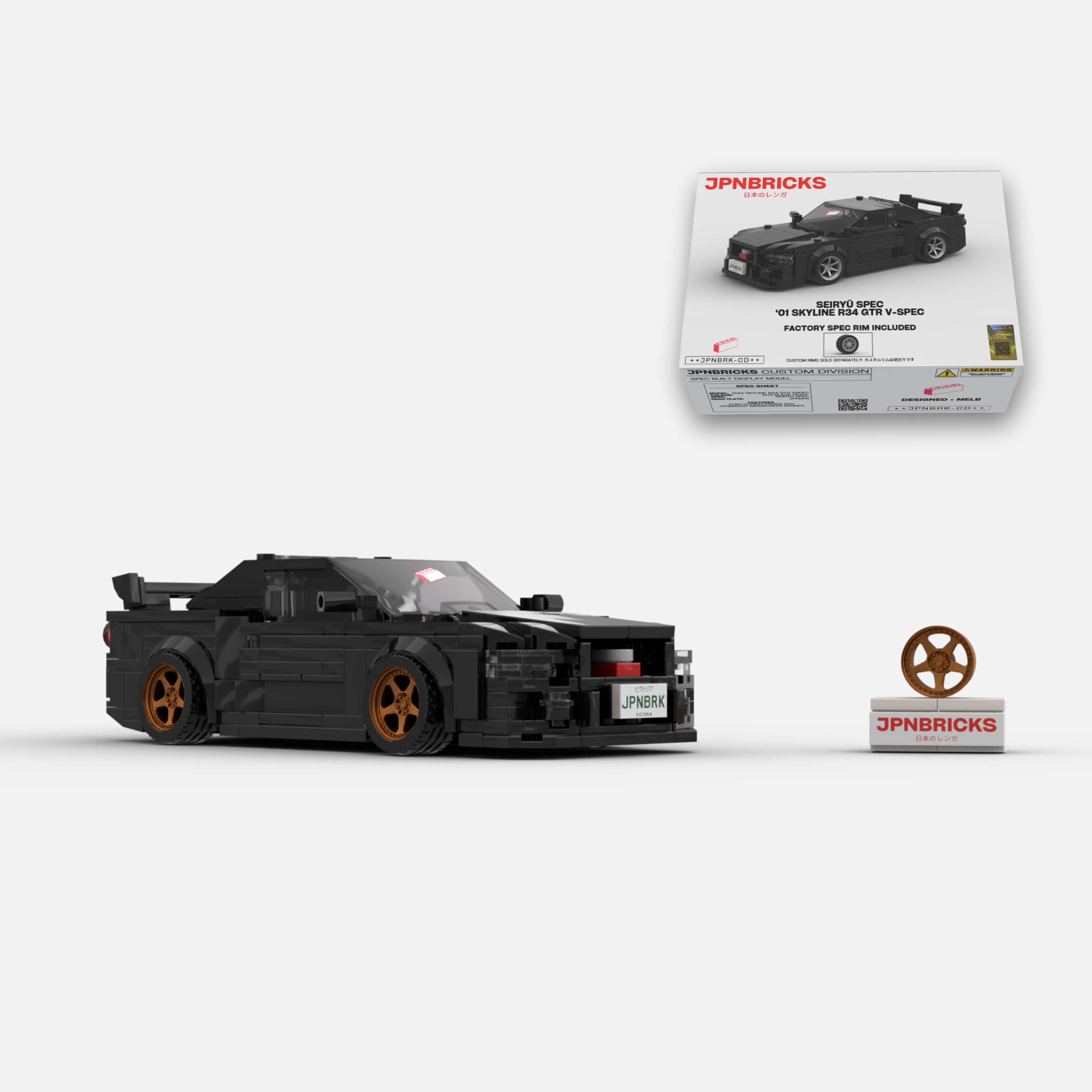 2001 Skyline R34 GT-R V-Spec II KH3 Black Brick Car Model Kit
