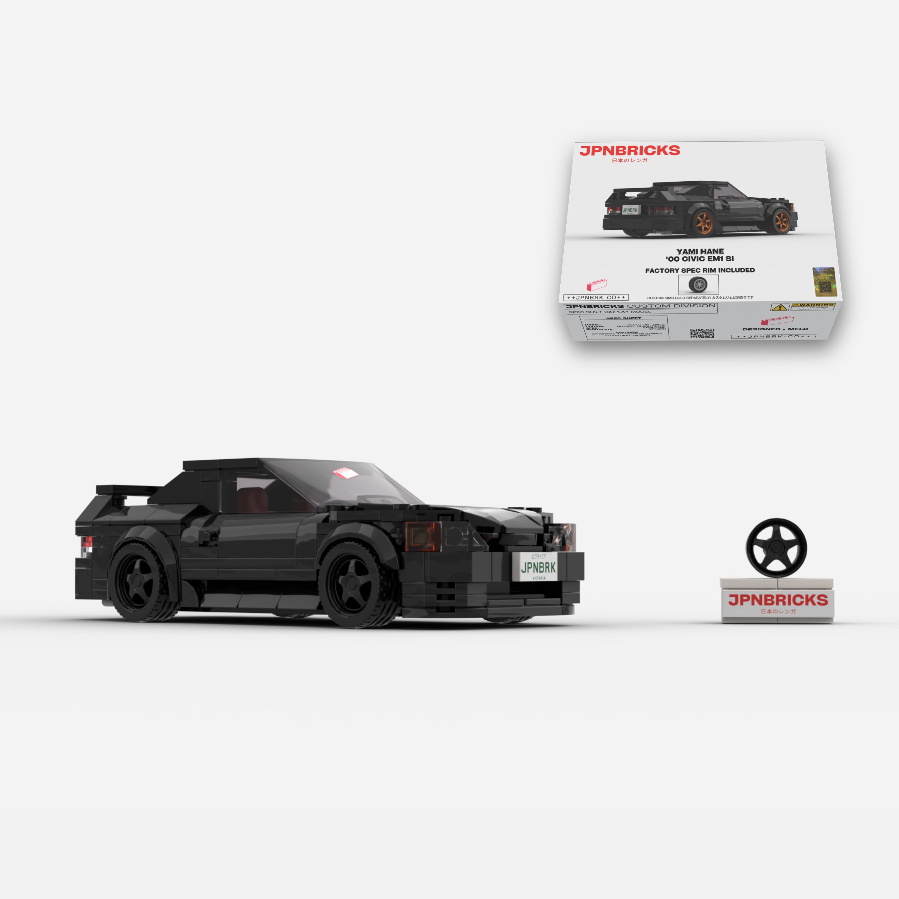 [PRE-ORDER] 2000 CIVIC EM1 SI COUPE NH-592P BLACK BRICK CAR MODEL KIT