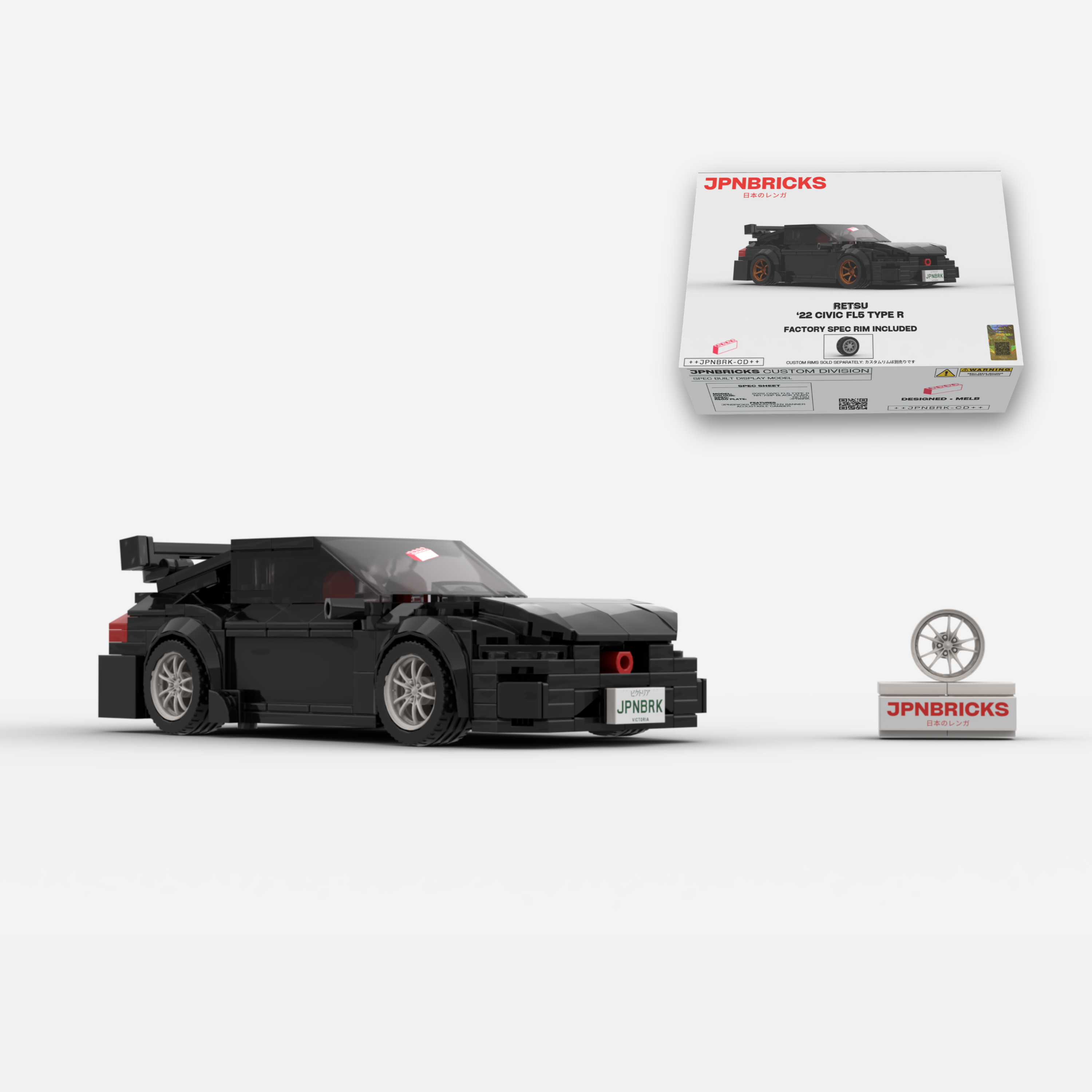 2022 Civic Type R FL5 NH-731P Black Brick Car Model Kit