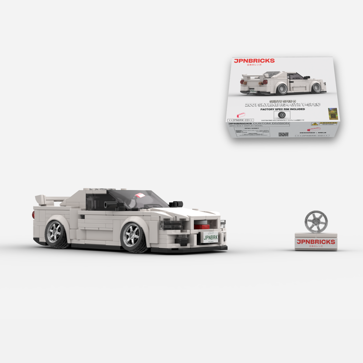 [PRE-ORDER] 2001 Skyline R34 GT-R V-Spec II QM1 White Brick Car Model Kit