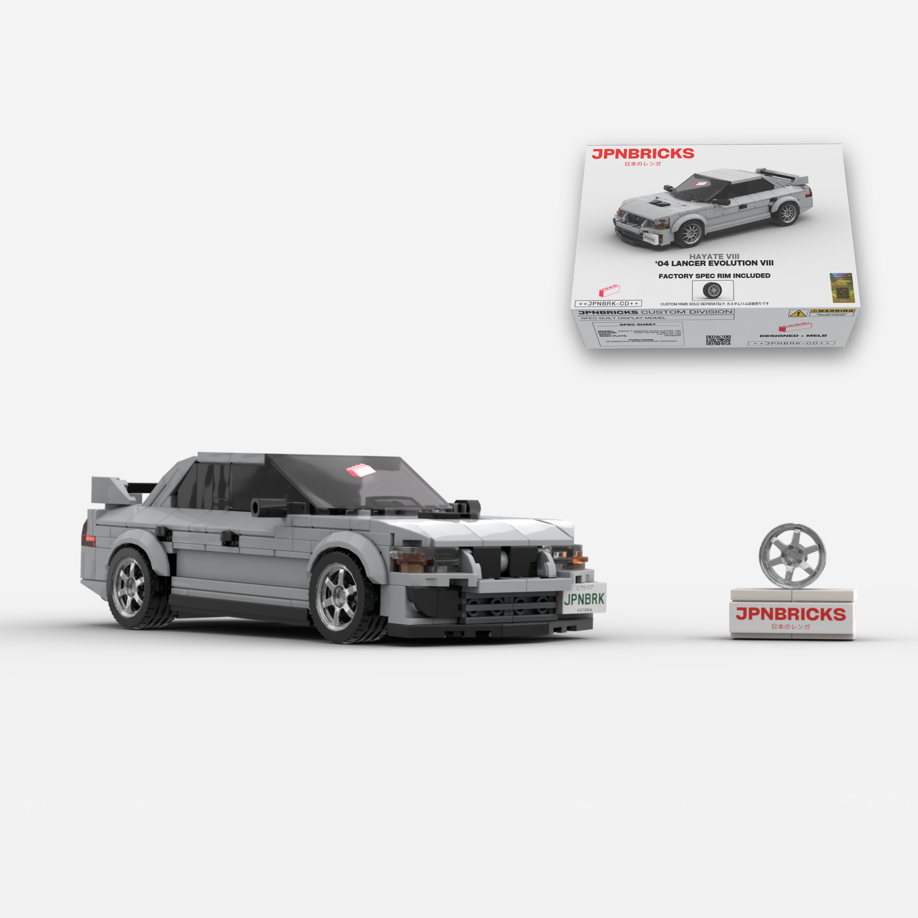 2004 Lancer Evolution VIII A66 Silver Grey Brick Car Model Kit