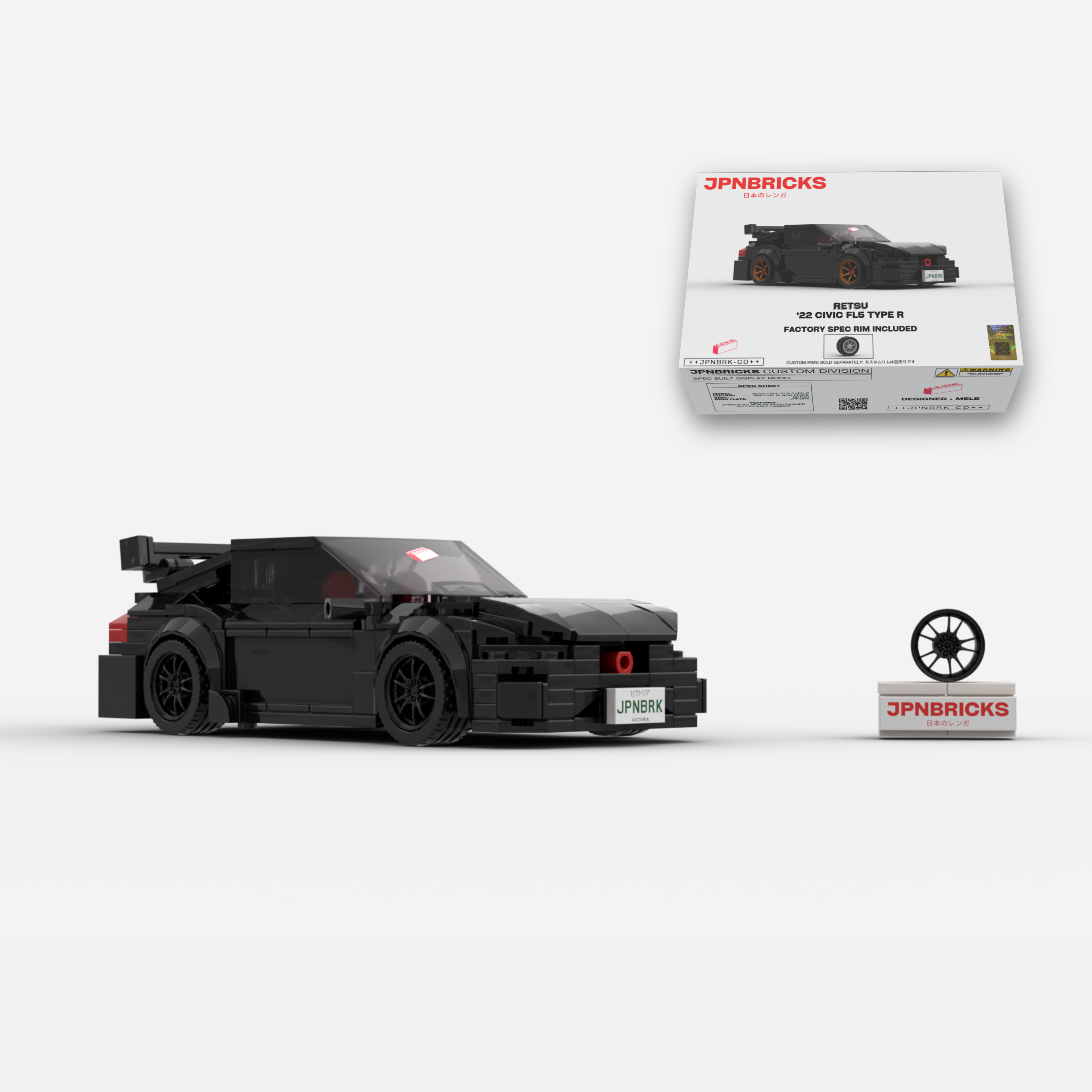 2022 Civic Type R FL5 NH-731P Black Brick Car Model Kit