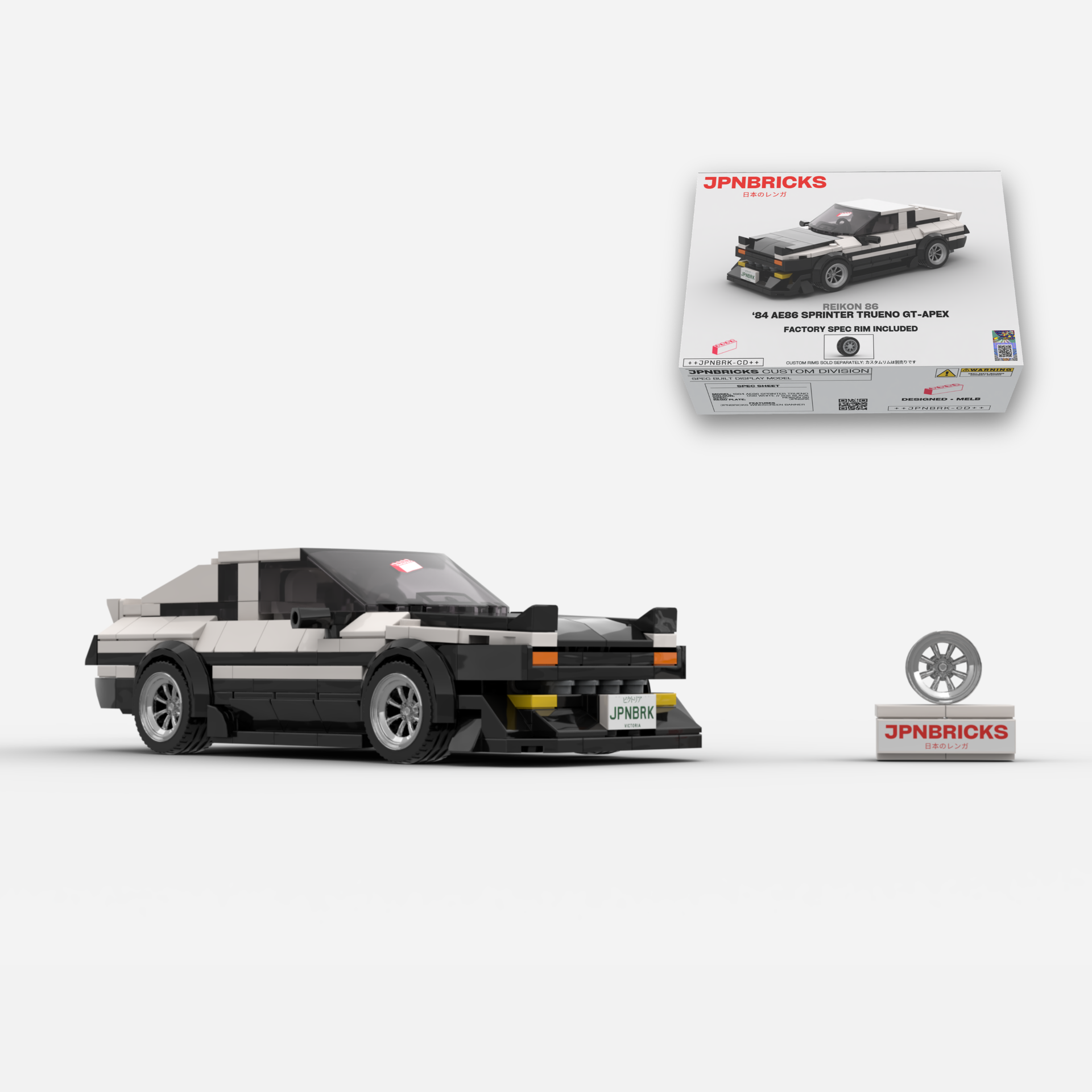 1984 AE86 Sprinter Trueno GT-Apex | Black/White Trim | JPNBRICKS