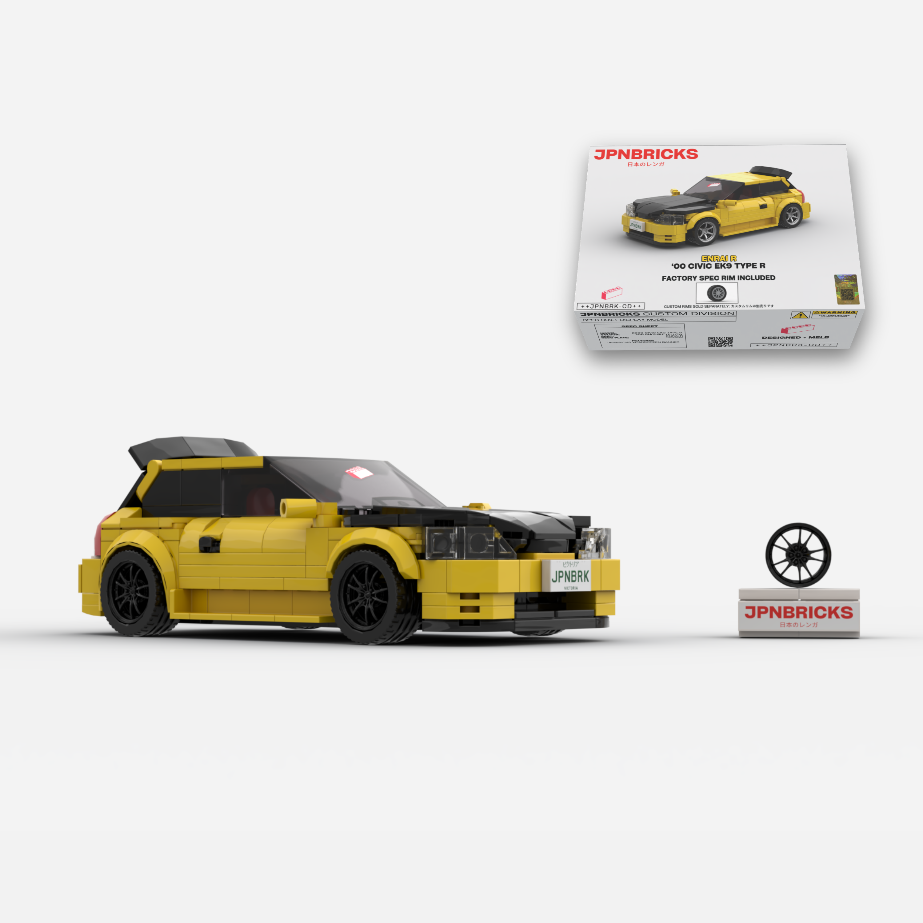 2000 Civic EK9 Type R YZ Yellow Brick Car Model Kit