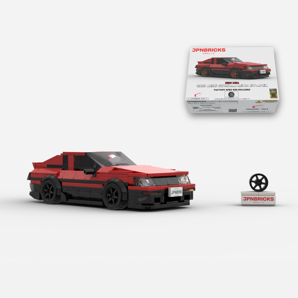 [PRE-ORDER] 1985 AE86 Corolla Levin GT-APEX Red Panda Trim Brick Car Model Kit