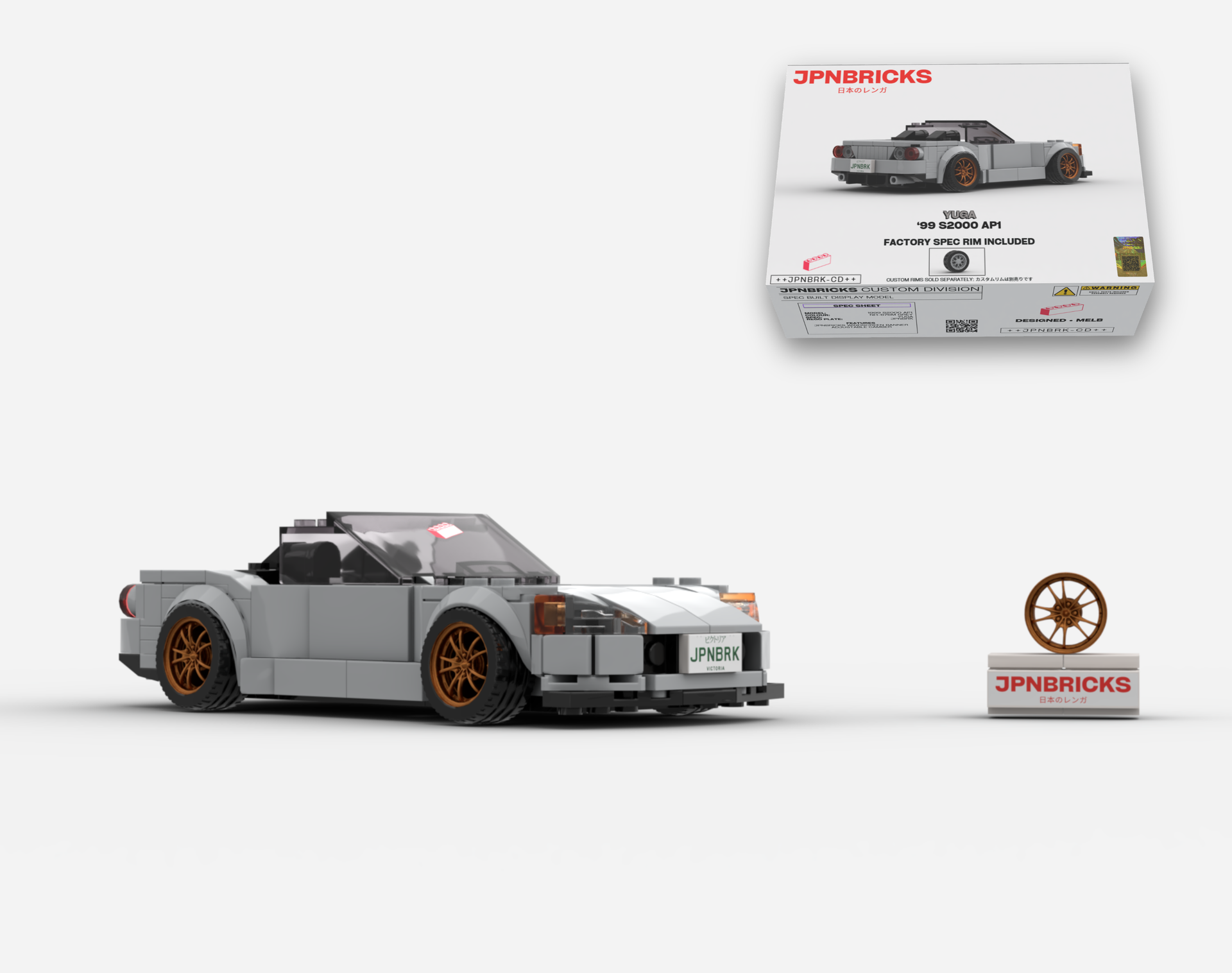 1999 S2000 AP1 NH-676M Grey Brick Car Model | JPNBRICKS – JPNBricks