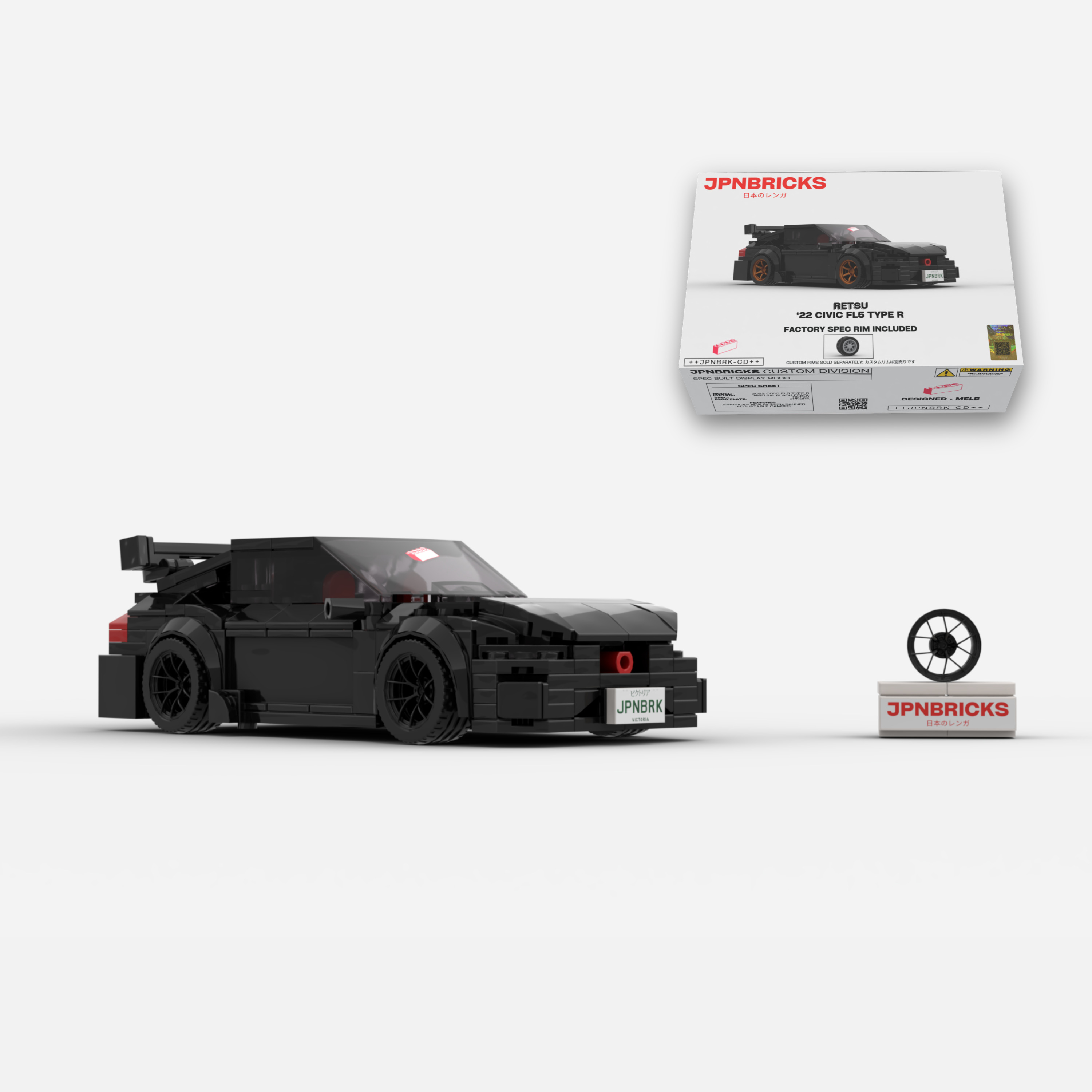 2022 Civic Type R FL5 NH-731P Black Brick Car Model Kit
