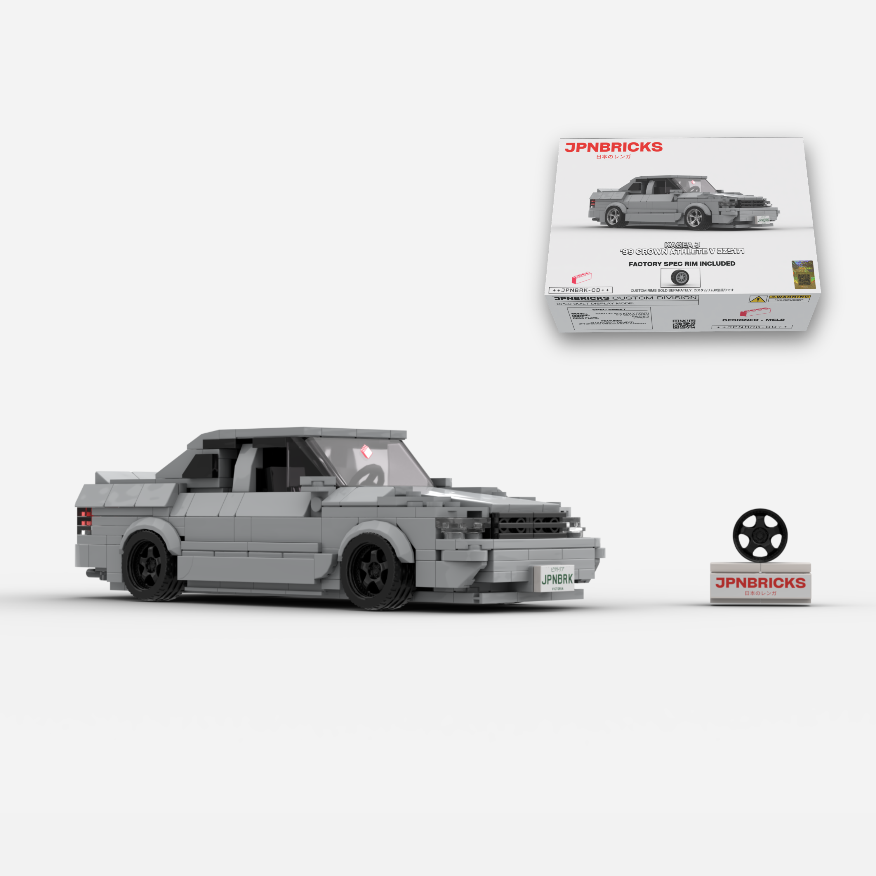 1999 Crown Athlete V JZS171 1F7 Silver Grey Brick Car Model Kit