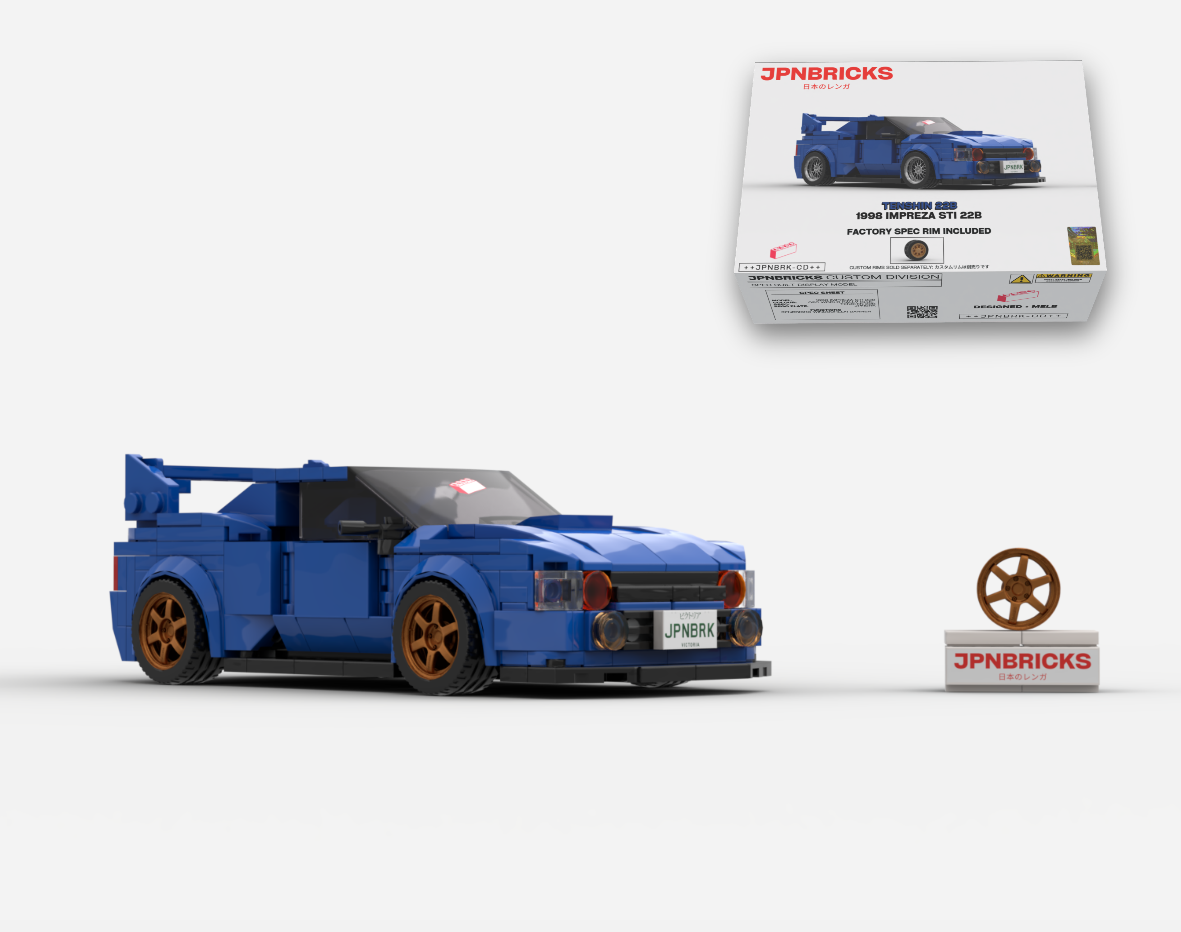 1998 IMPREZA STI 22B 02C WORLD RALLY BLUE BRICK CAR MODEL KIT