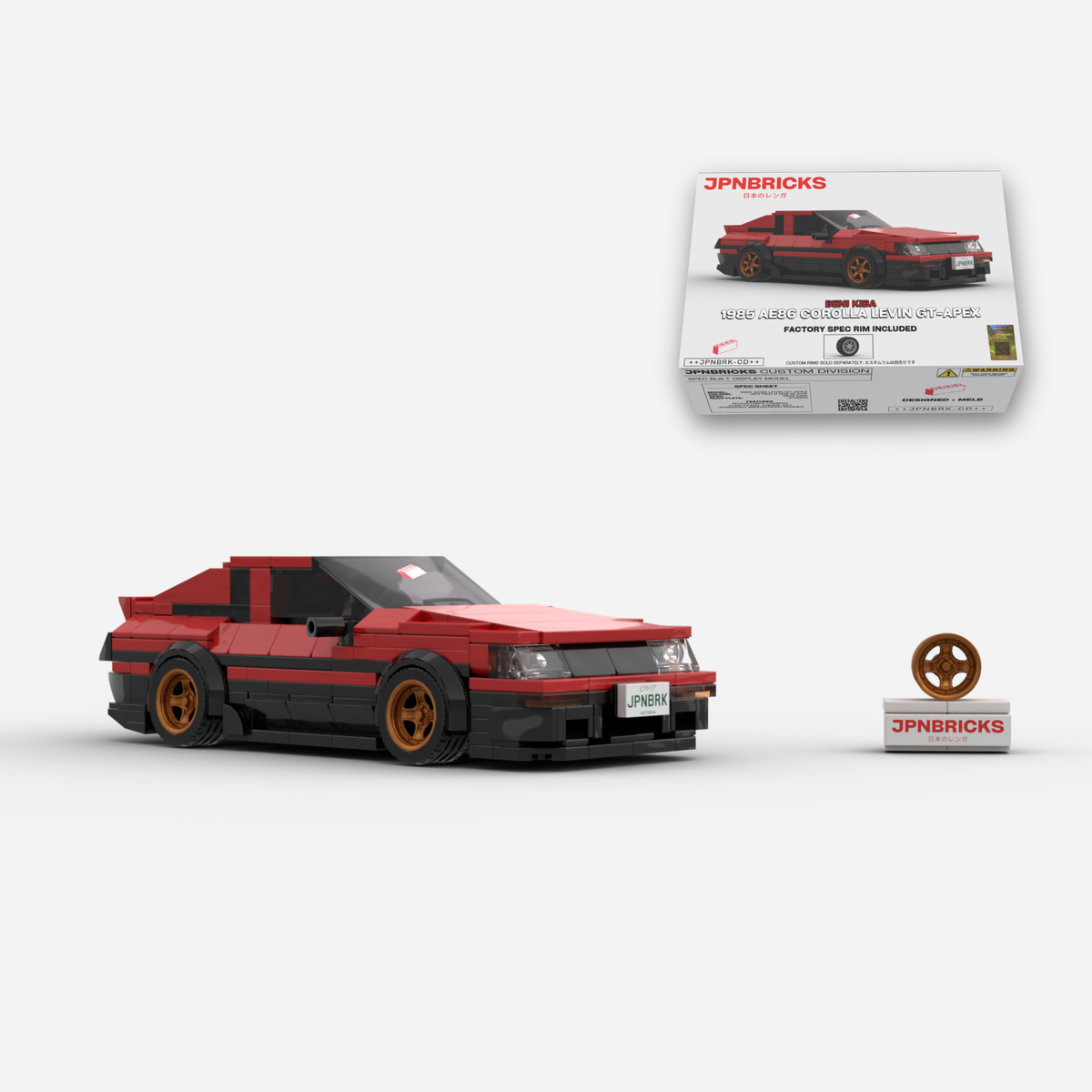 [PRE-ORDER] 1985 AE86 Corolla Levin GT-APEX Red Panda Trim Brick Car Model Kit