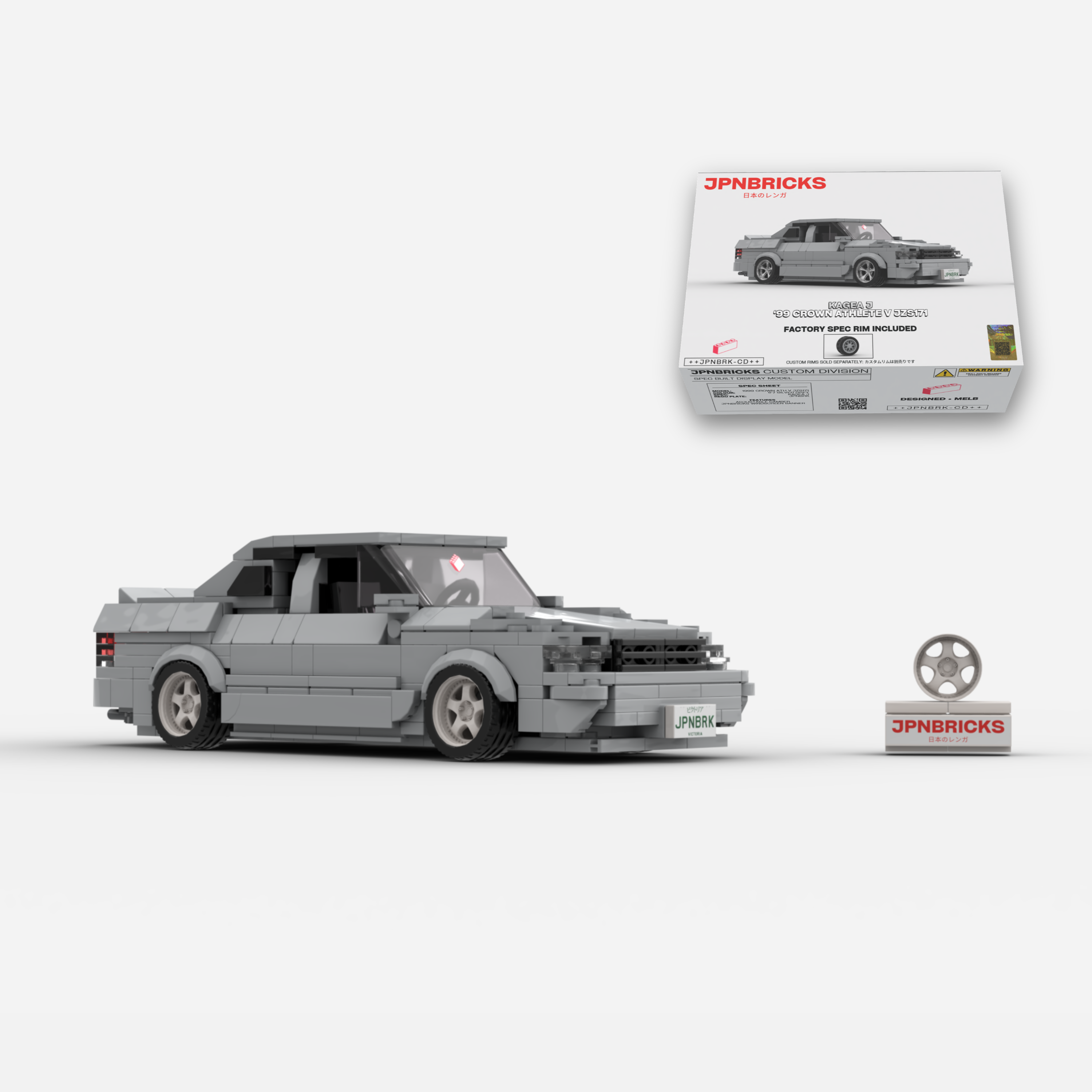1999 Crown Athlete V JZS171 1F7 Silver Grey Brick Car Model Kit