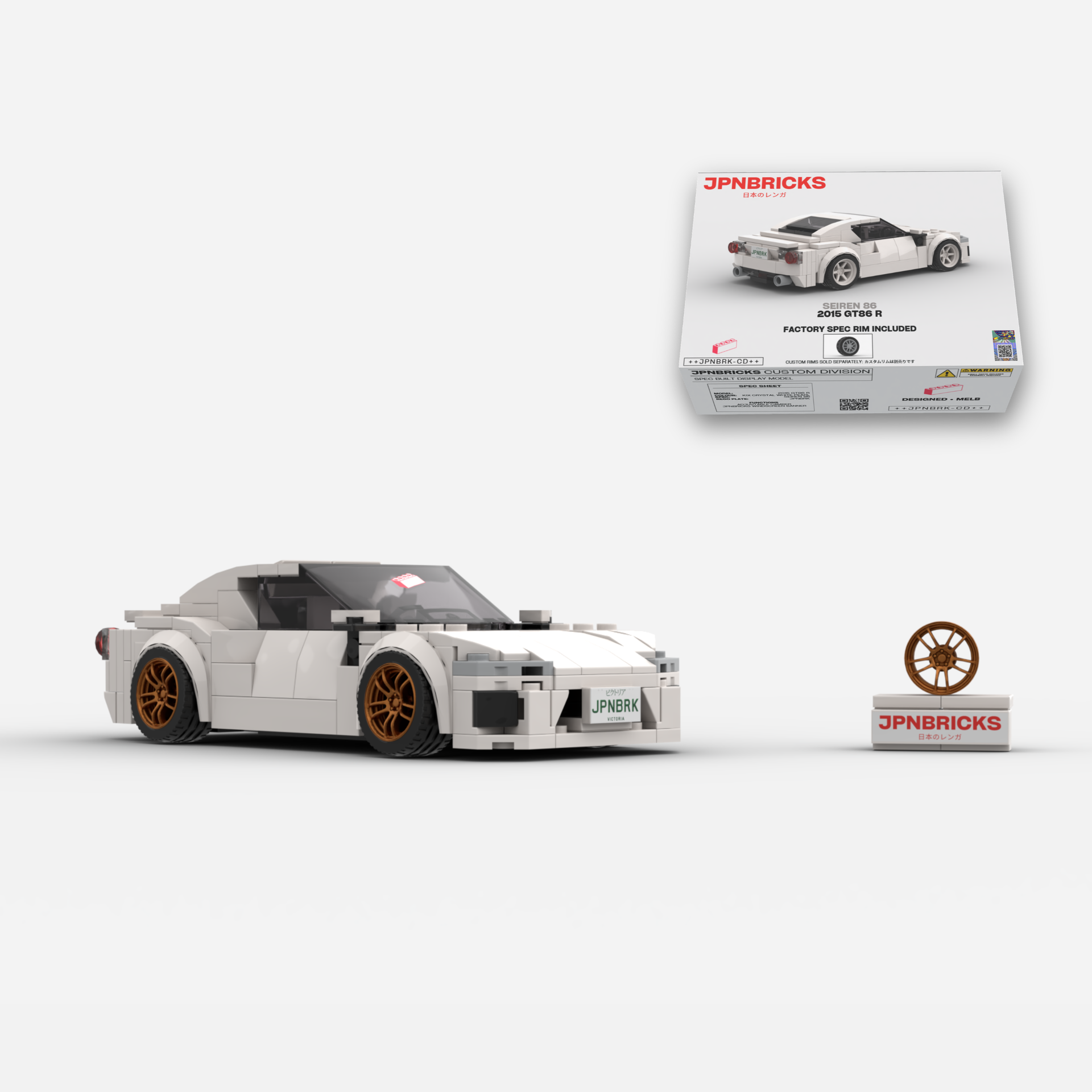 2015 GT86 R | K1X White | JPNBRICKS Brick Car Model Kit – JPNBricks