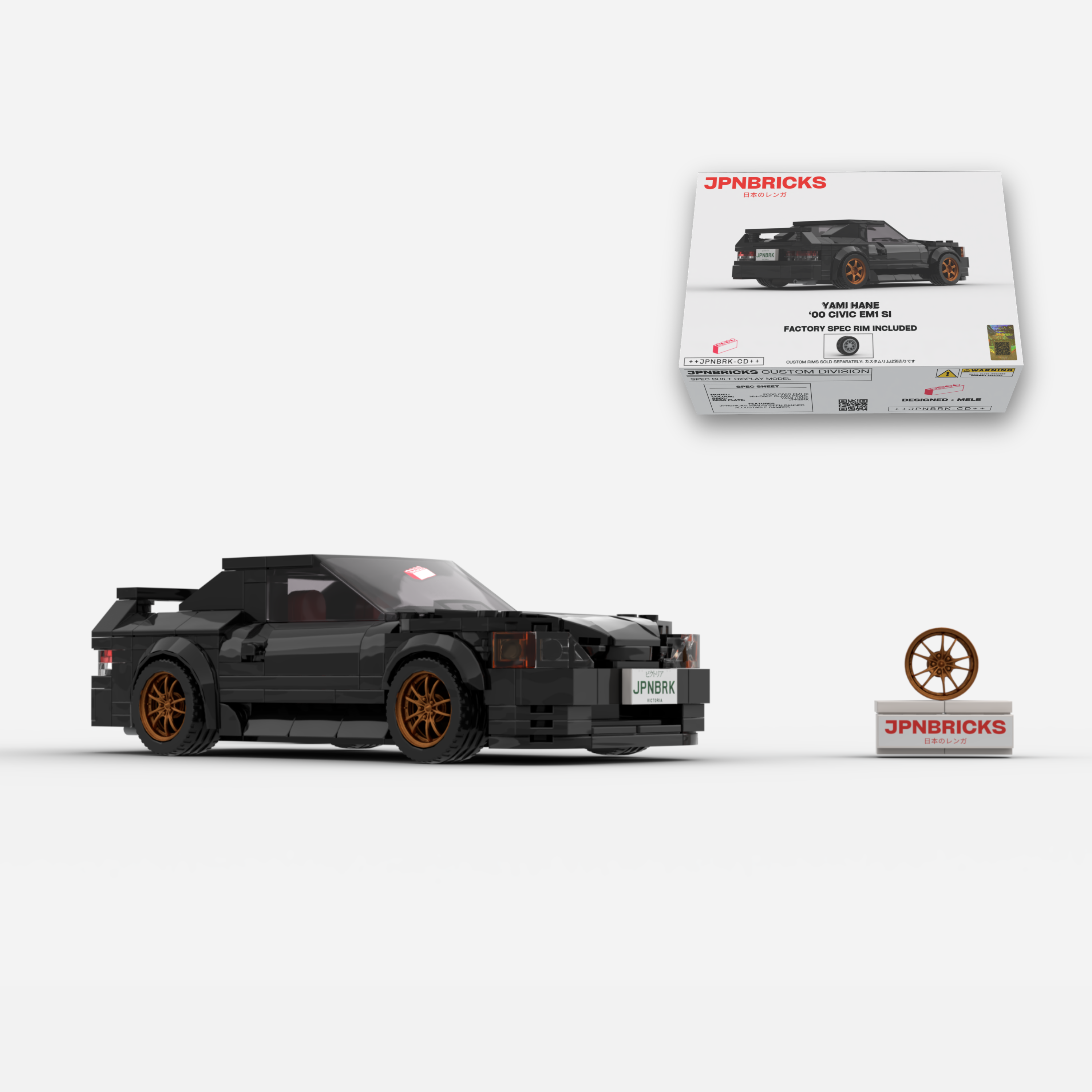 [PRE-ORDER] 2000 CIVIC EM1 SI COUPE NH-592P BLACK BRICK CAR MODEL KIT