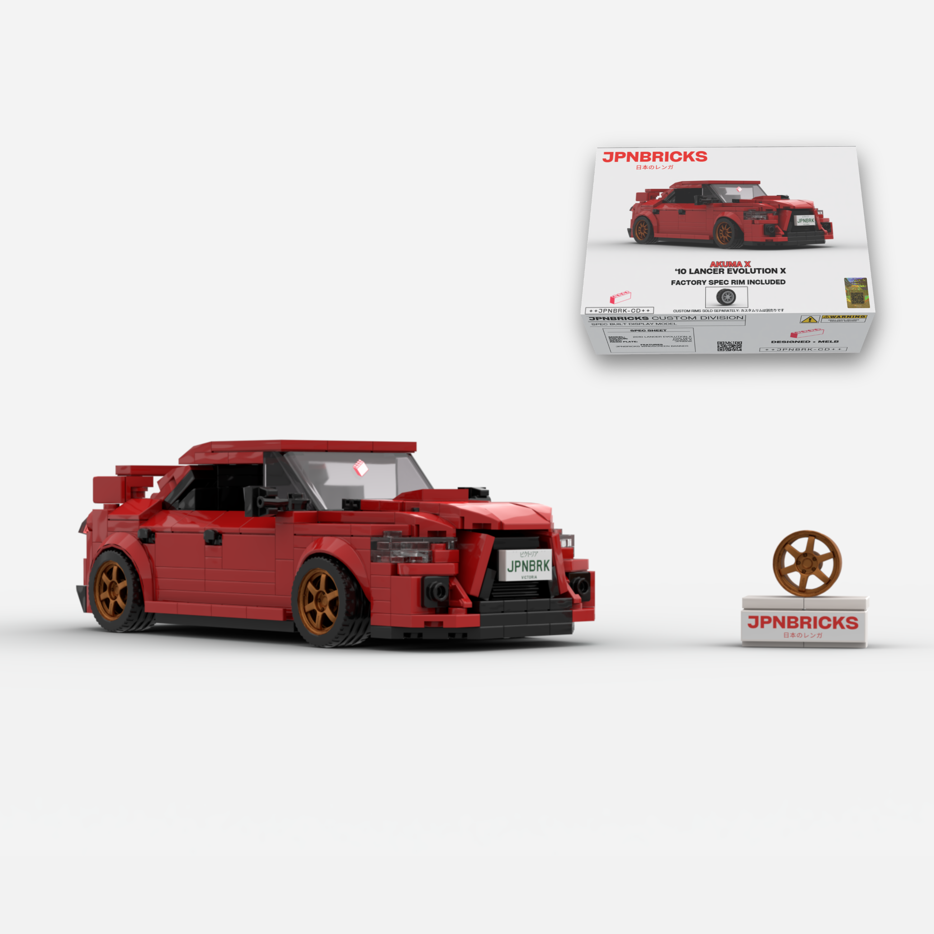 2008 Lancer Evolution X P26 Red Brick Car Model Kit