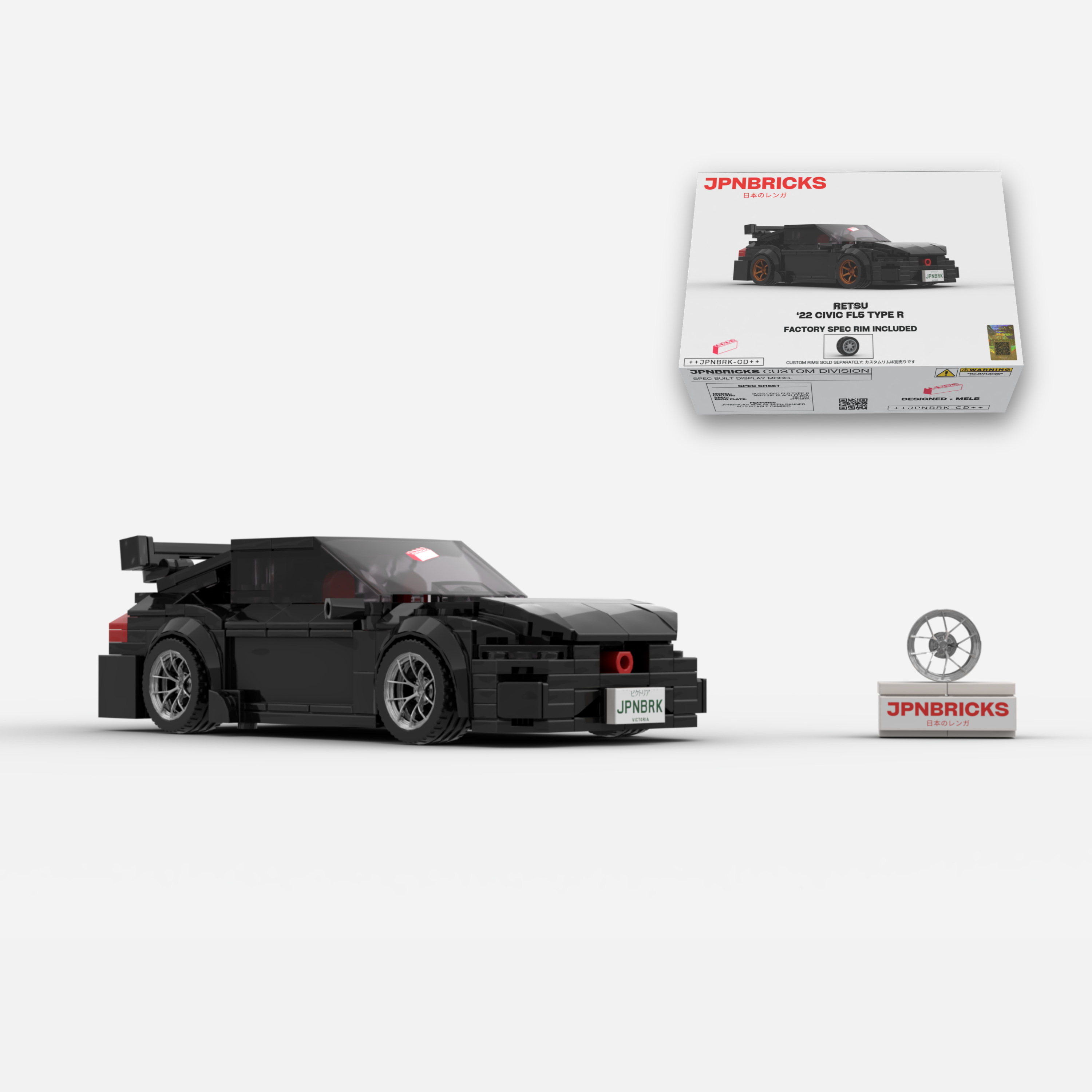 2022 Civic Type R FL5 NH-731P Black Brick Car Model Kit