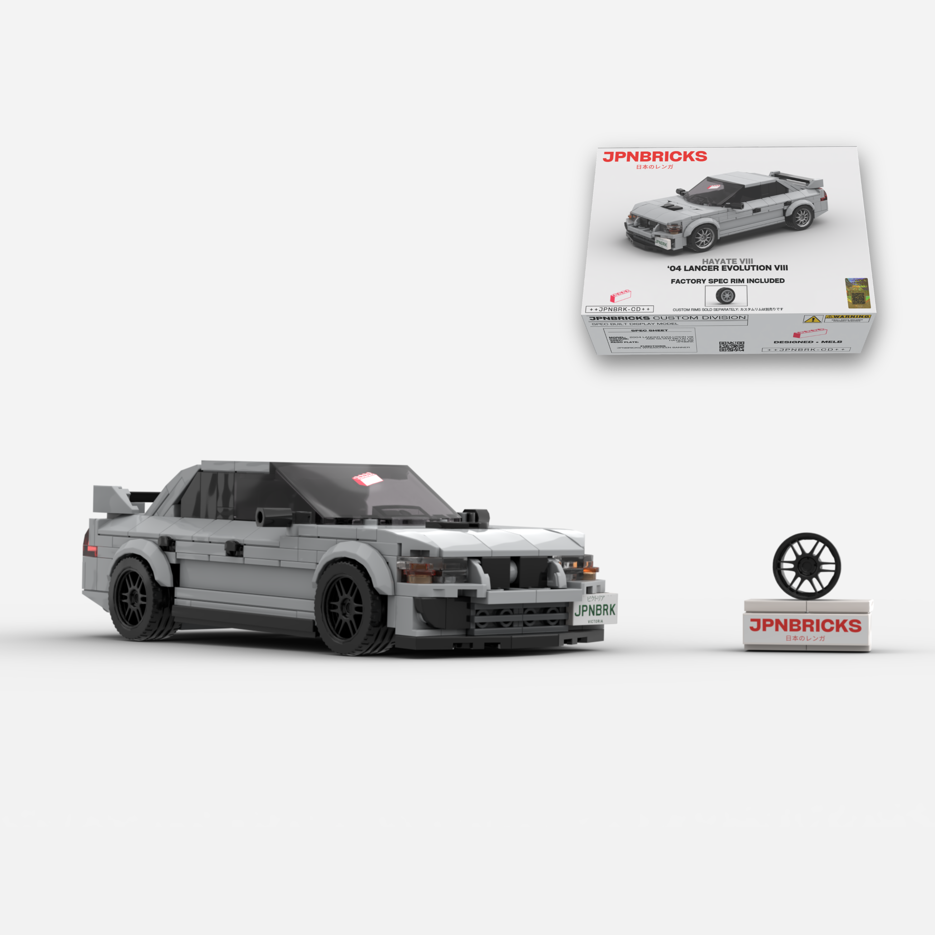 2004 Lancer Evolution VIII A66 Silver Grey Brick Car Model Kit