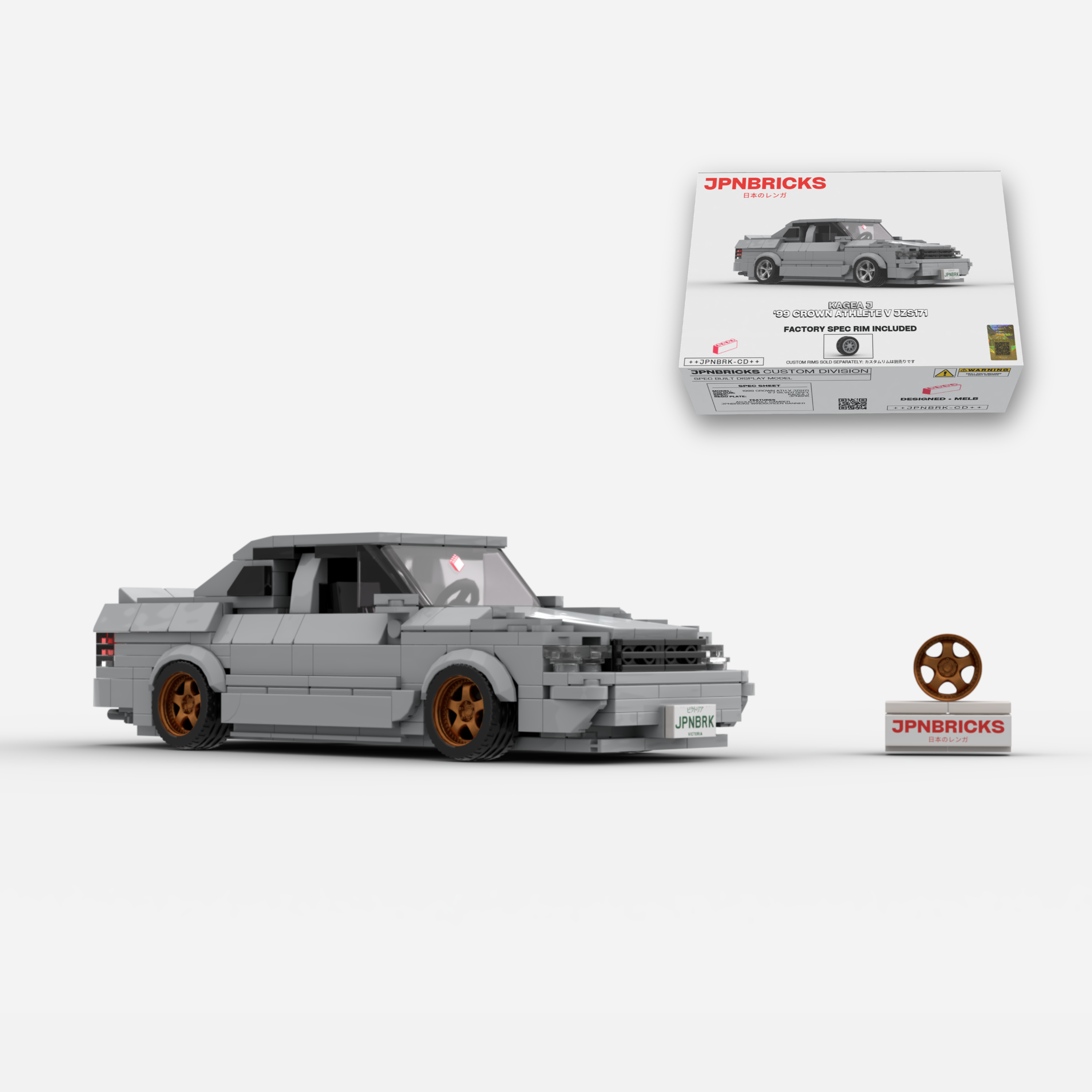 1999 Crown Athlete V JZS171 1F7 Silver Grey Brick Car Model Kit