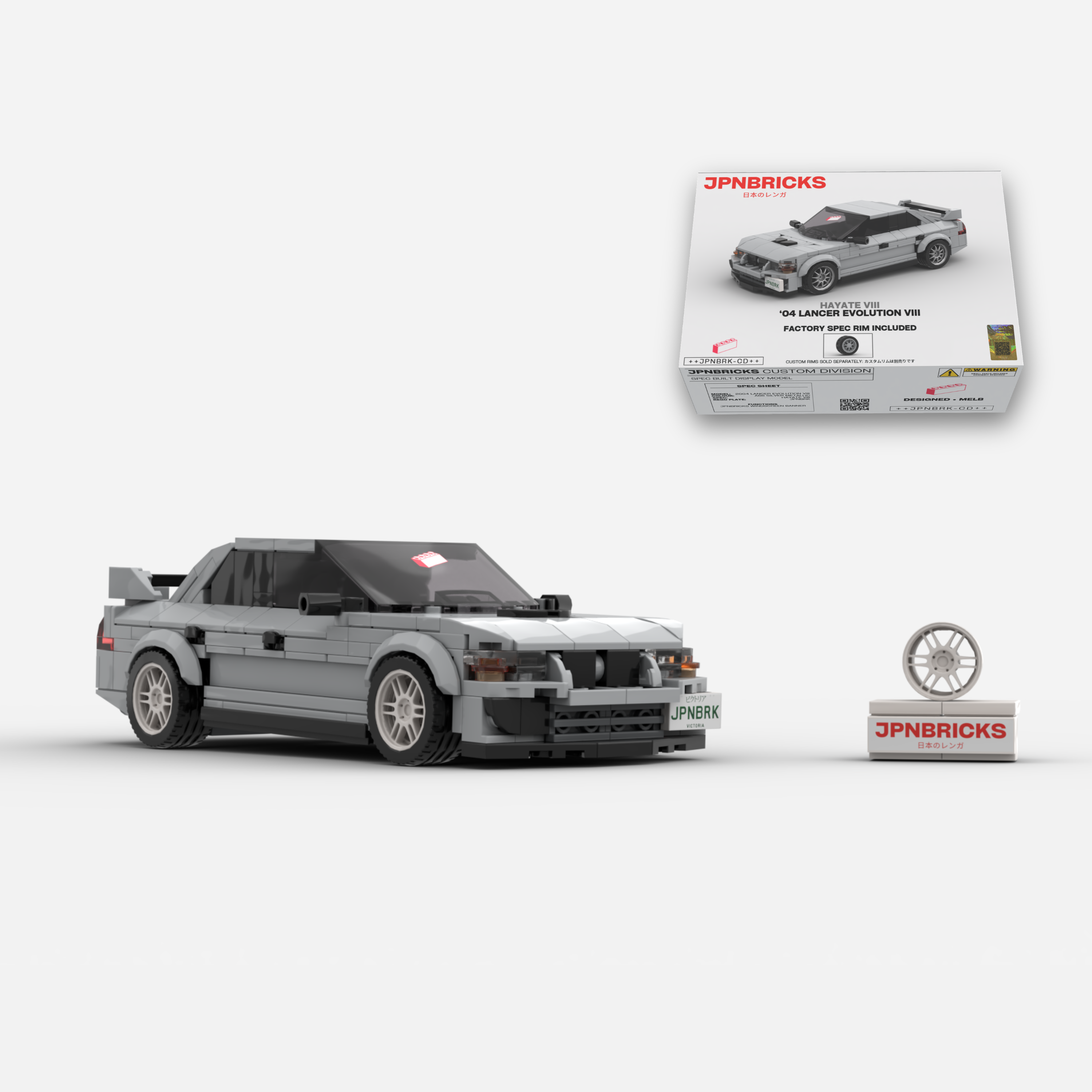 2004 Lancer Evolution VIII A66 Silver Grey Brick Car Model Kit