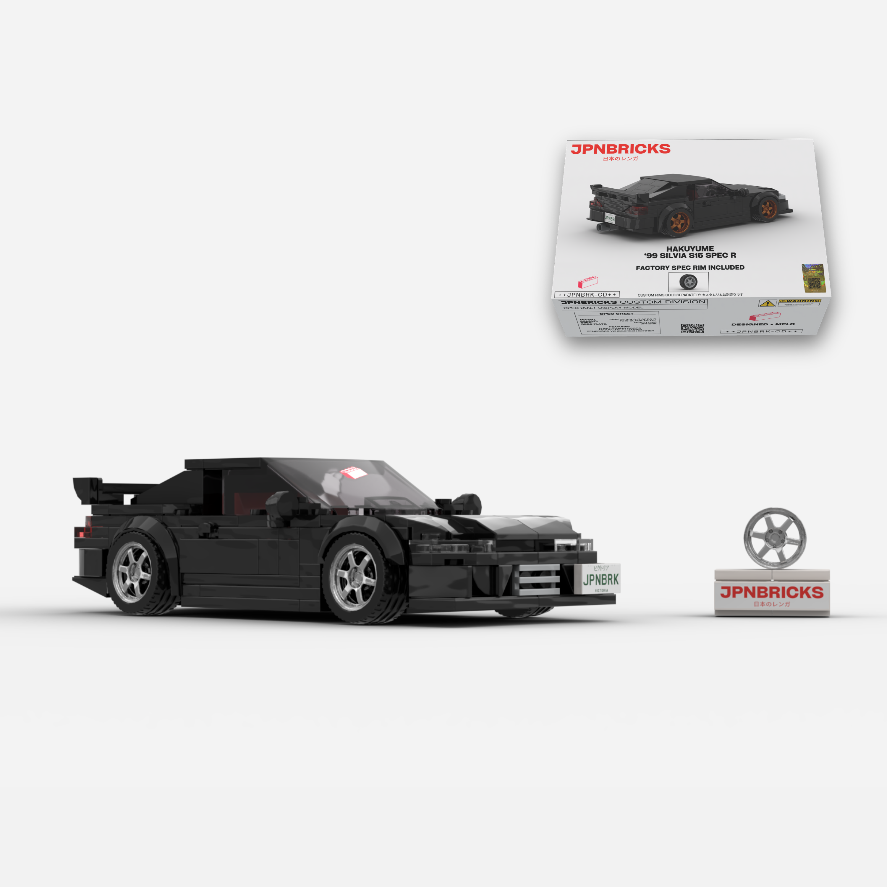 1999 Silvia S15 Spec R KH3 Black Brick Car Model Kit