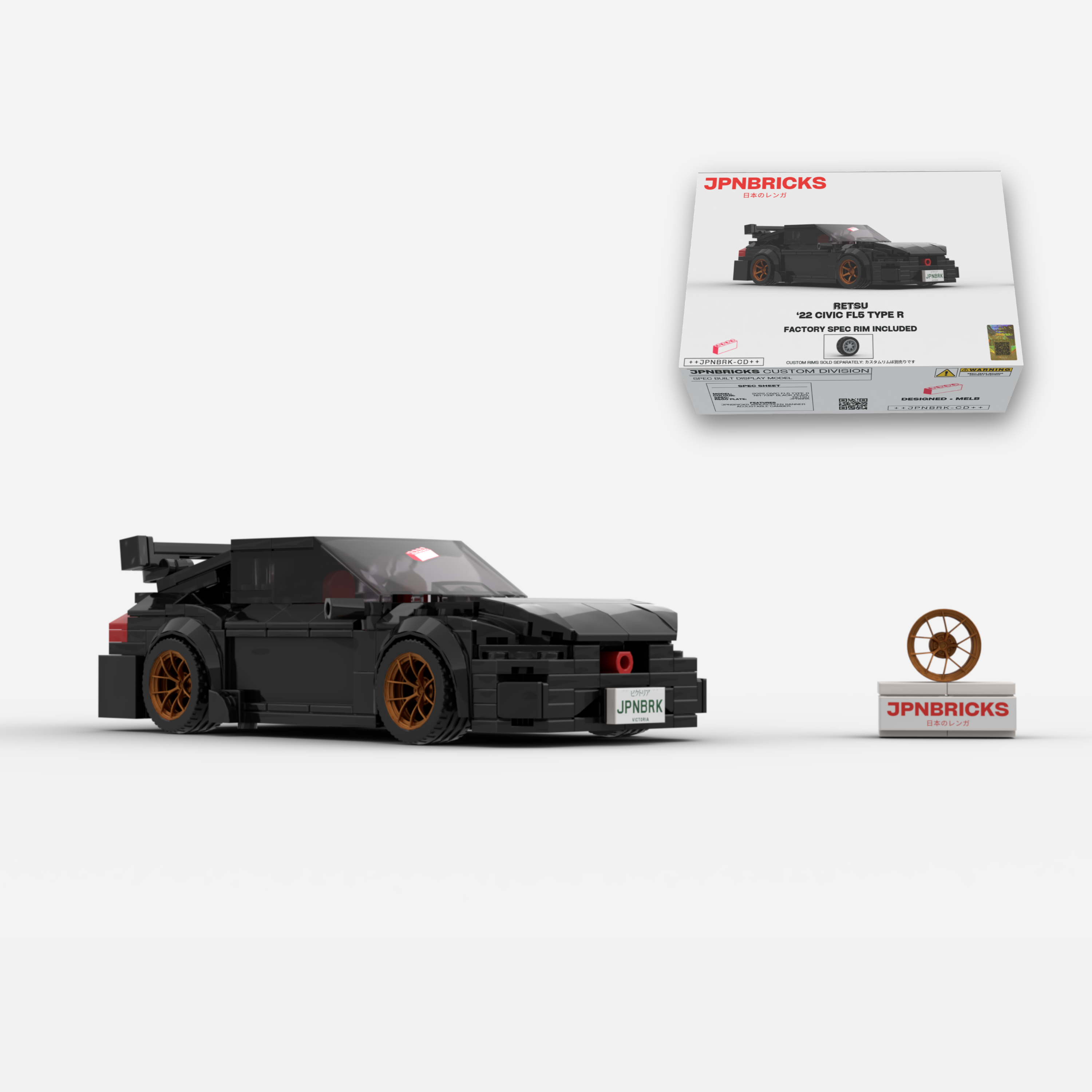 2022 Civic Type R FL5 NH-731P Black Brick Car Model Kit
