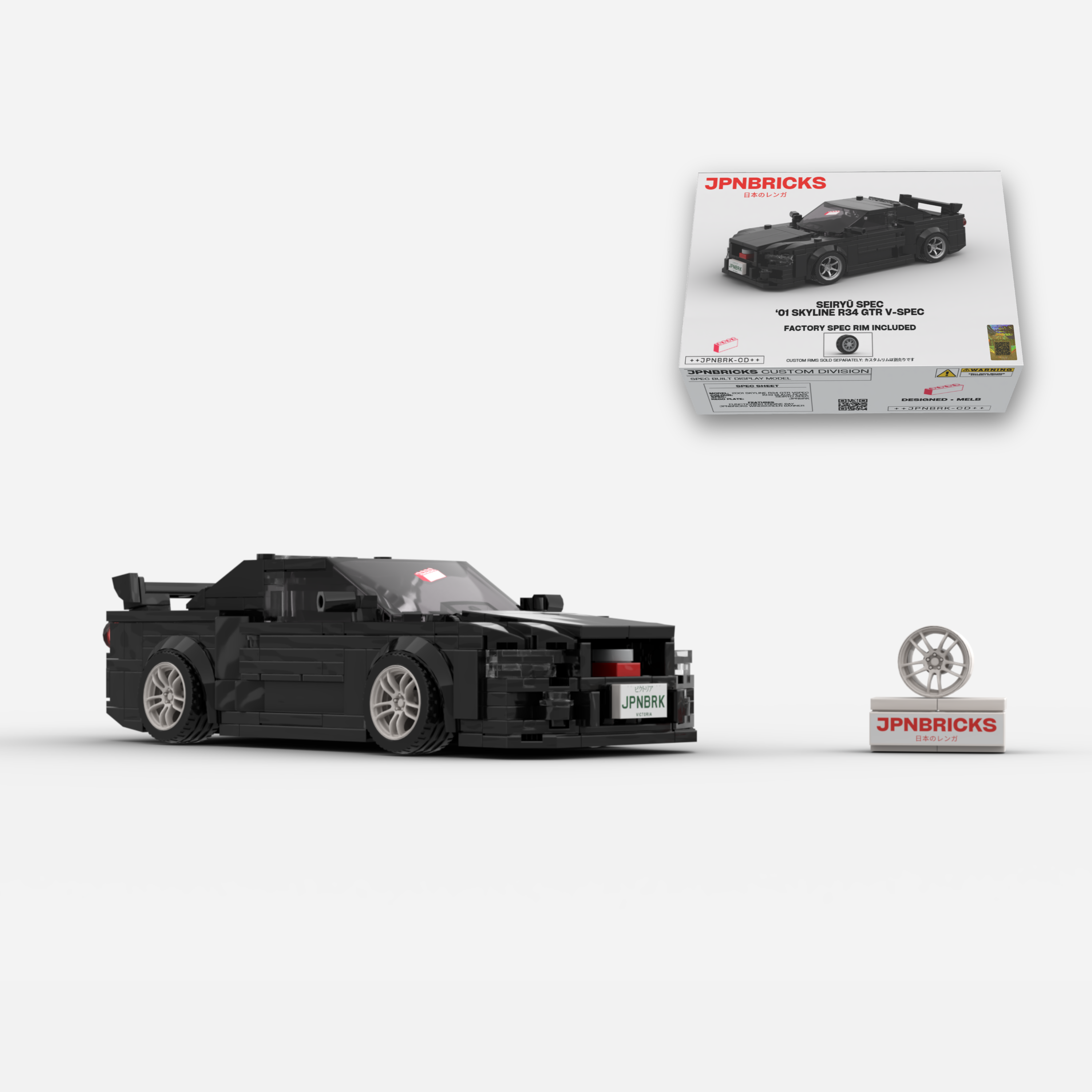 2001 Skyline R34 GT-R V-Spec II KH3 Black Brick Car Model Kit
