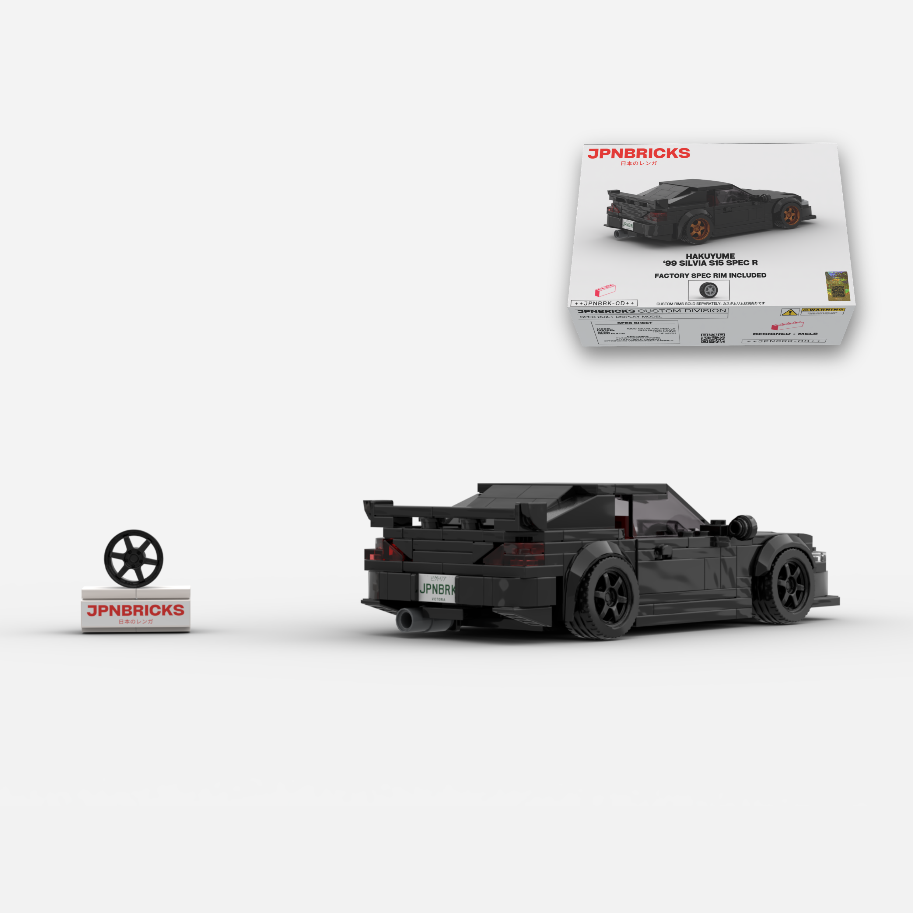 1999 Silvia S15 Spec R KH3 Black Brick Car Model Kit