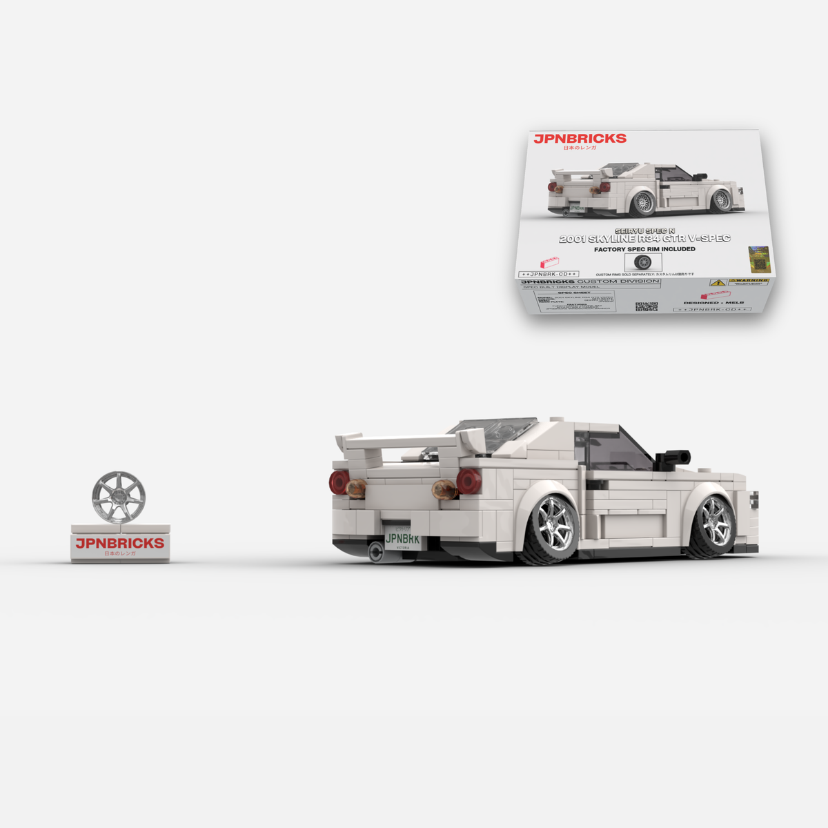 [PRE-ORDER] 2001 Skyline R34 GT-R V-Spec II QM1 White Brick Car Model Kit