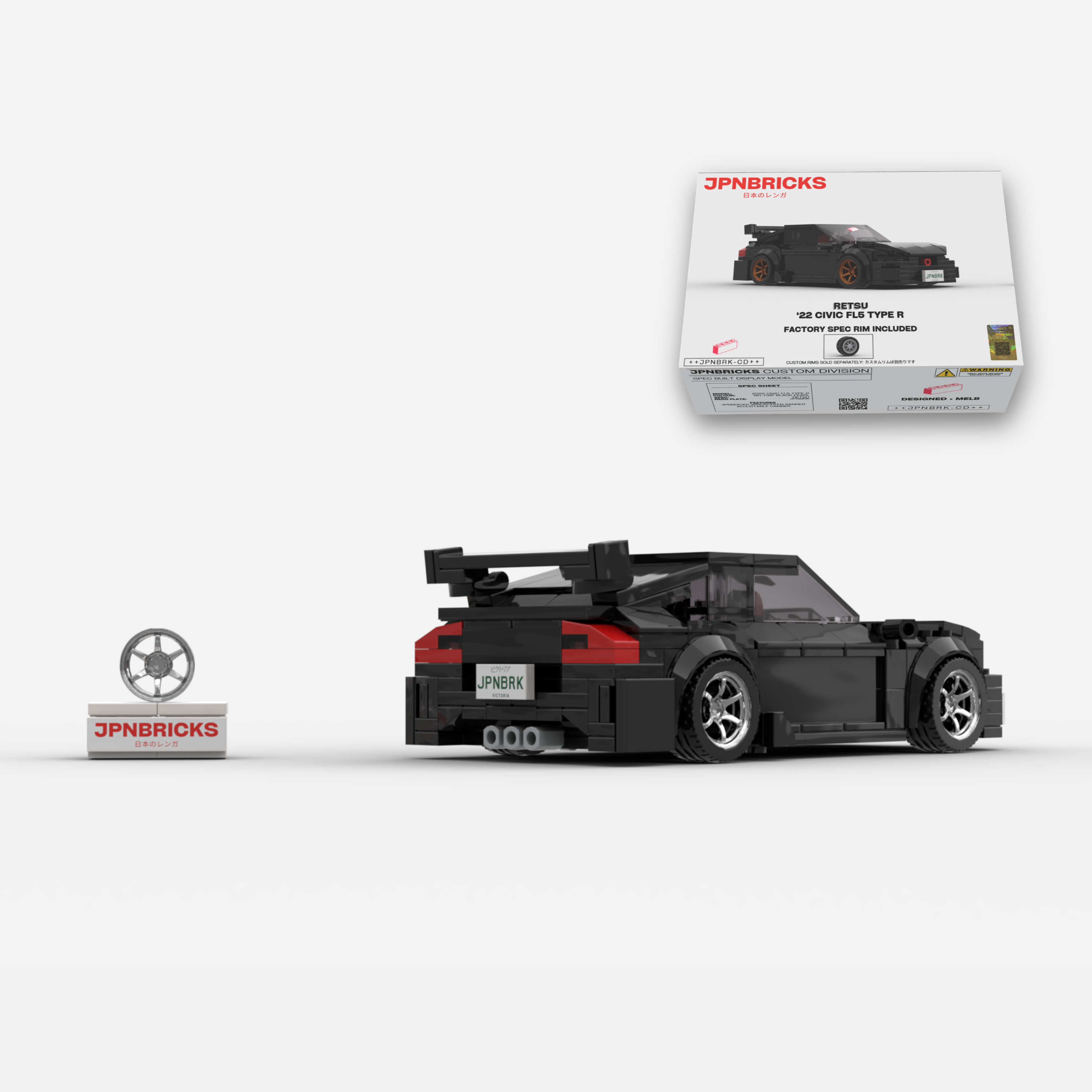 2022 Civic Type R FL5 NH-731P Black Brick Car Model Kit
