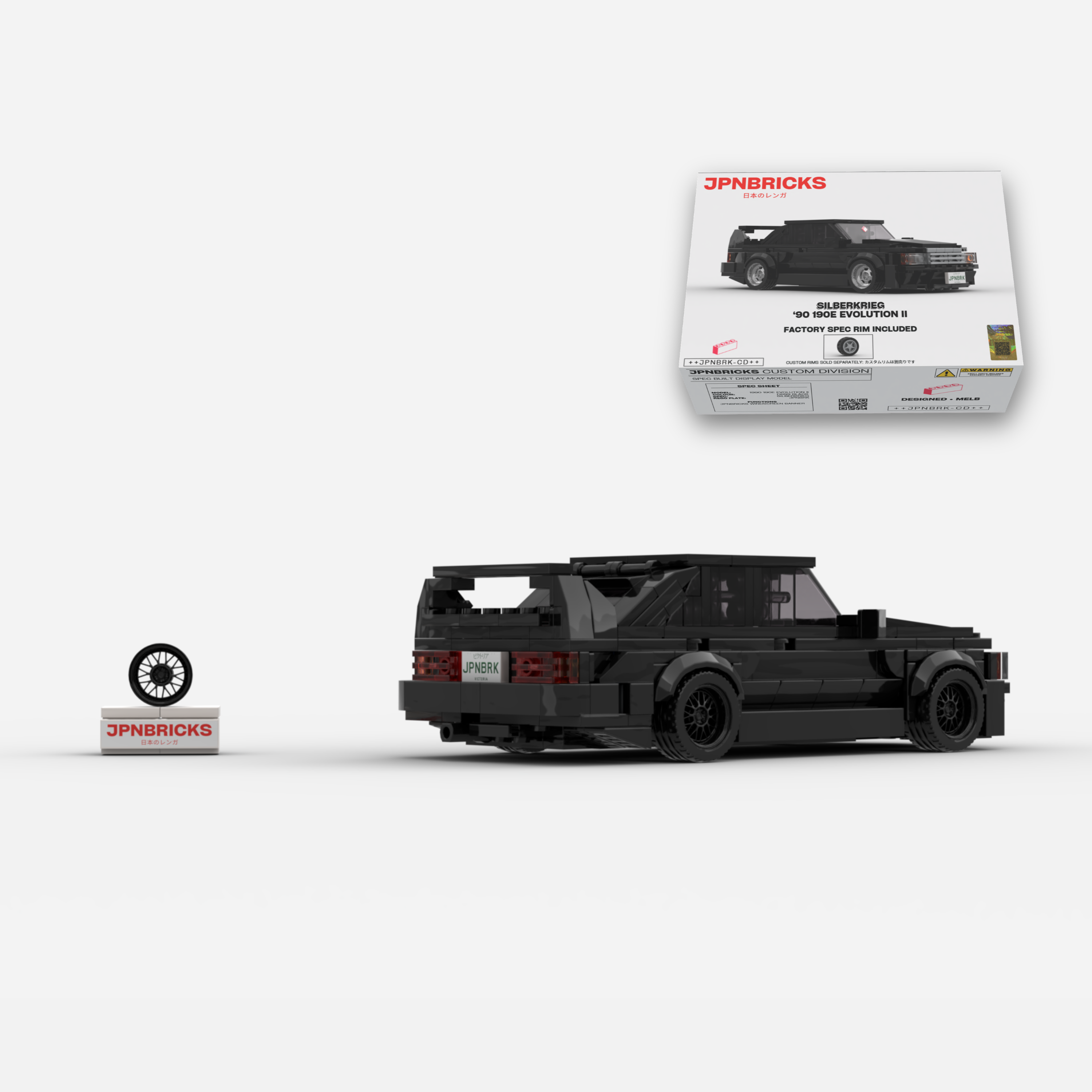 1990 190E Evolution II DB99 Black Brick Car Model Kit