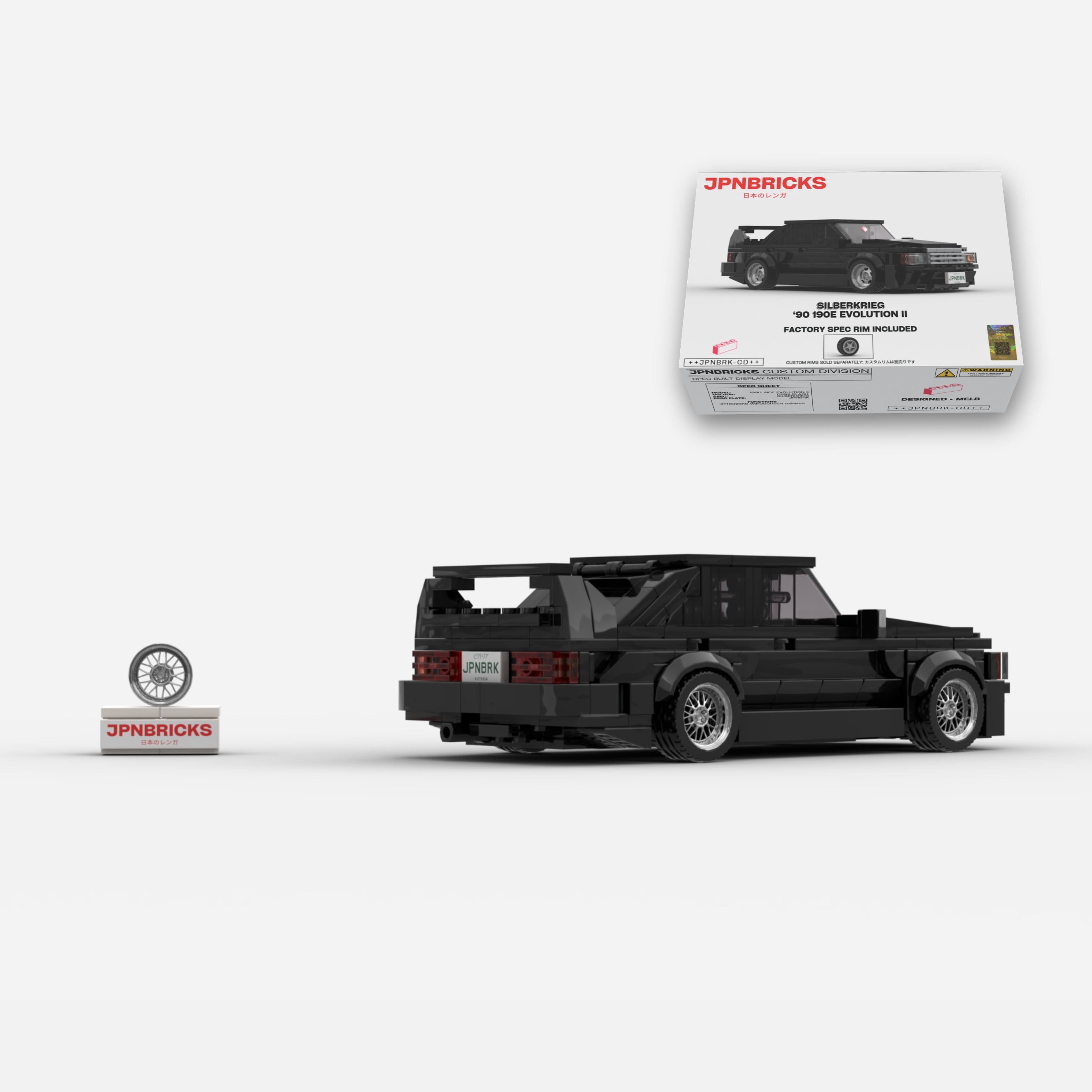 1990 190E Evolution II DB99 Black Brick Car Model Kit