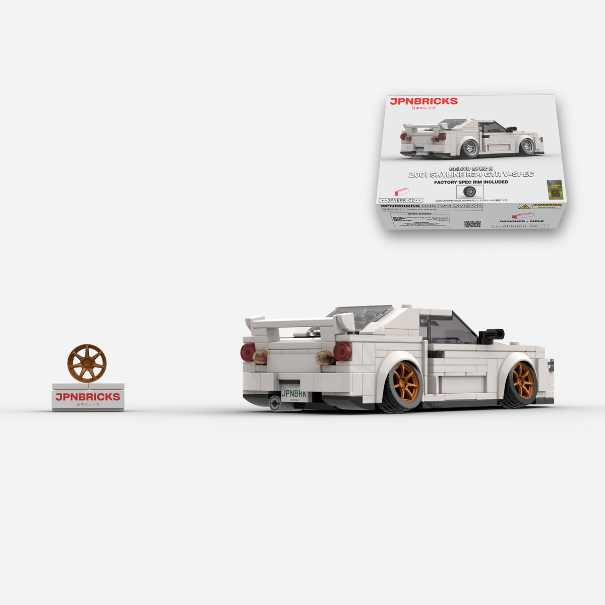 [PRE-ORDER] 2001 Skyline R34 GT-R V-Spec II QM1 White Brick Car Model Kit