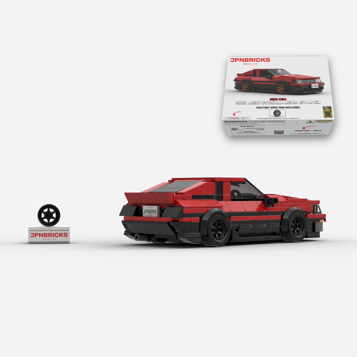[PRE-ORDER] 1985 AE86 Corolla Levin GT-APEX Red Panda Trim Brick Car Model Kit