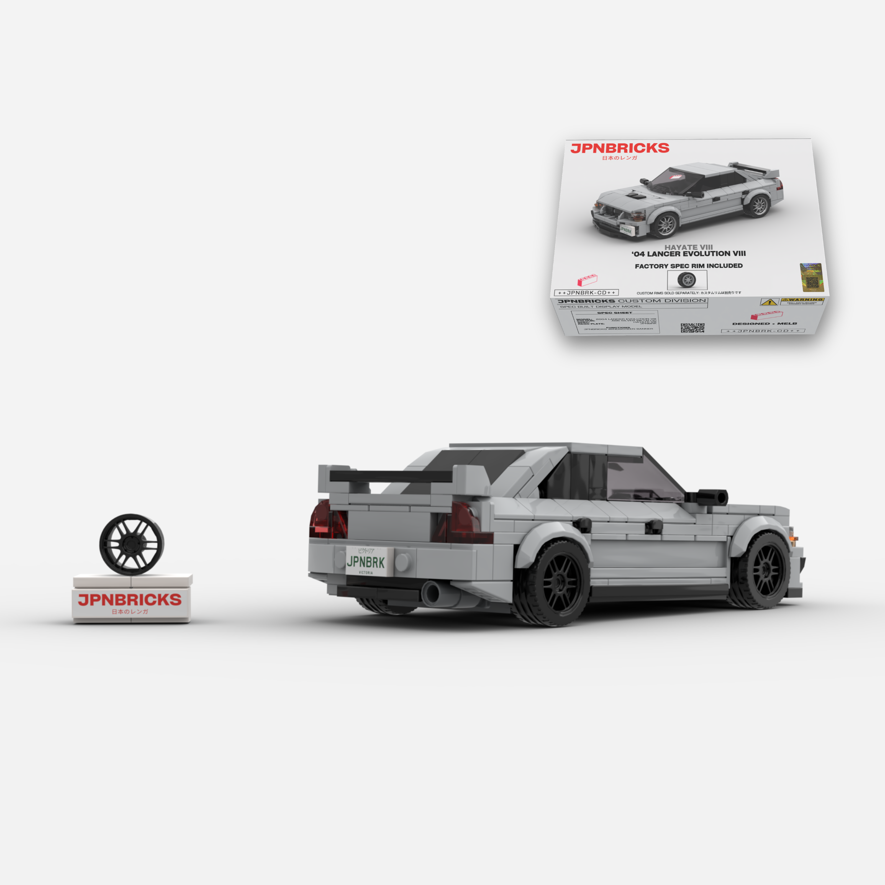 2004 Lancer Evolution VIII A66 Silver Grey Brick Car Model Kit