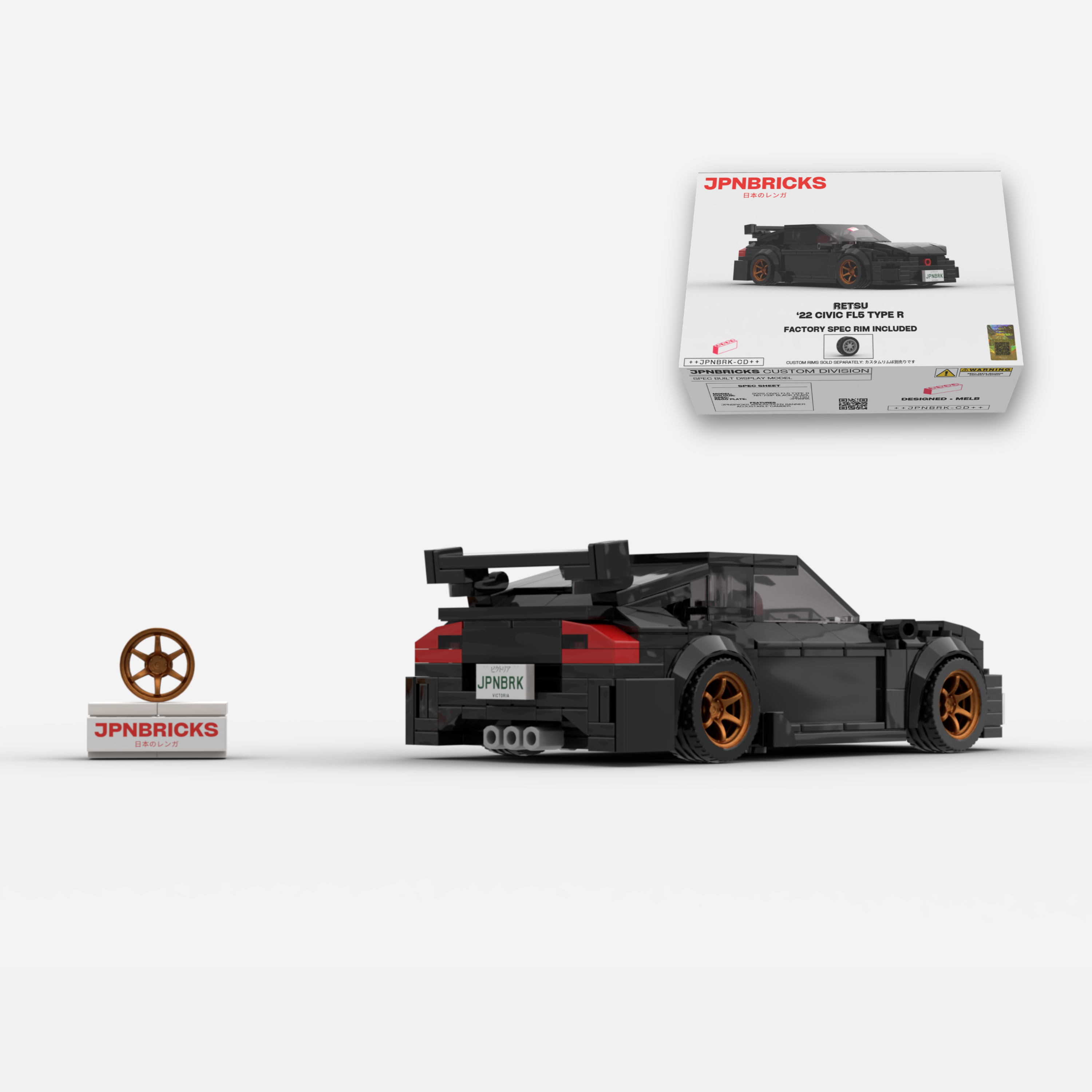 2022 Civic Type R FL5 NH-731P Black Brick Car Model Kit