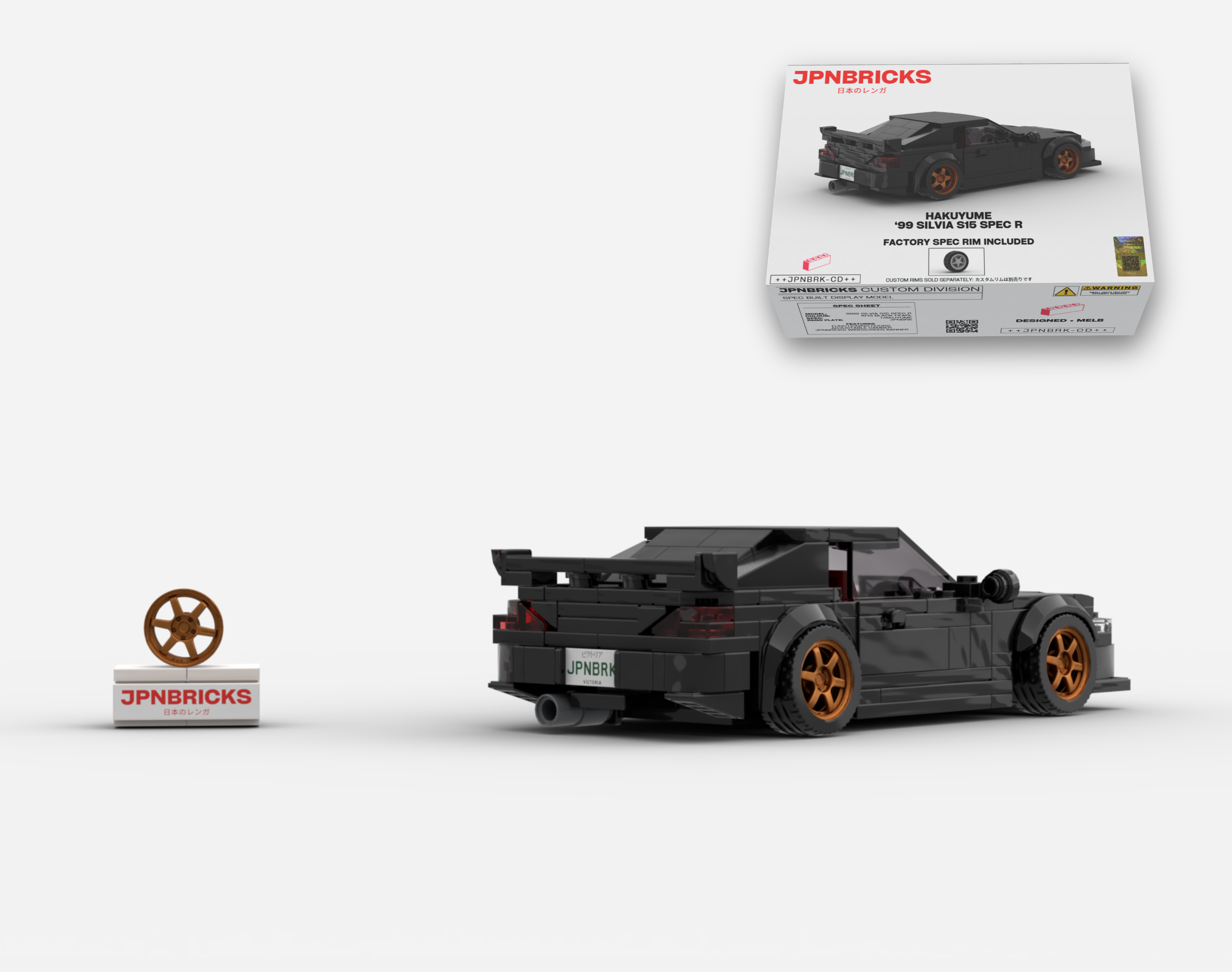 1999 SILVIA S15 SPEC R KH3 BLACK BRICK CAR MODEL KIT