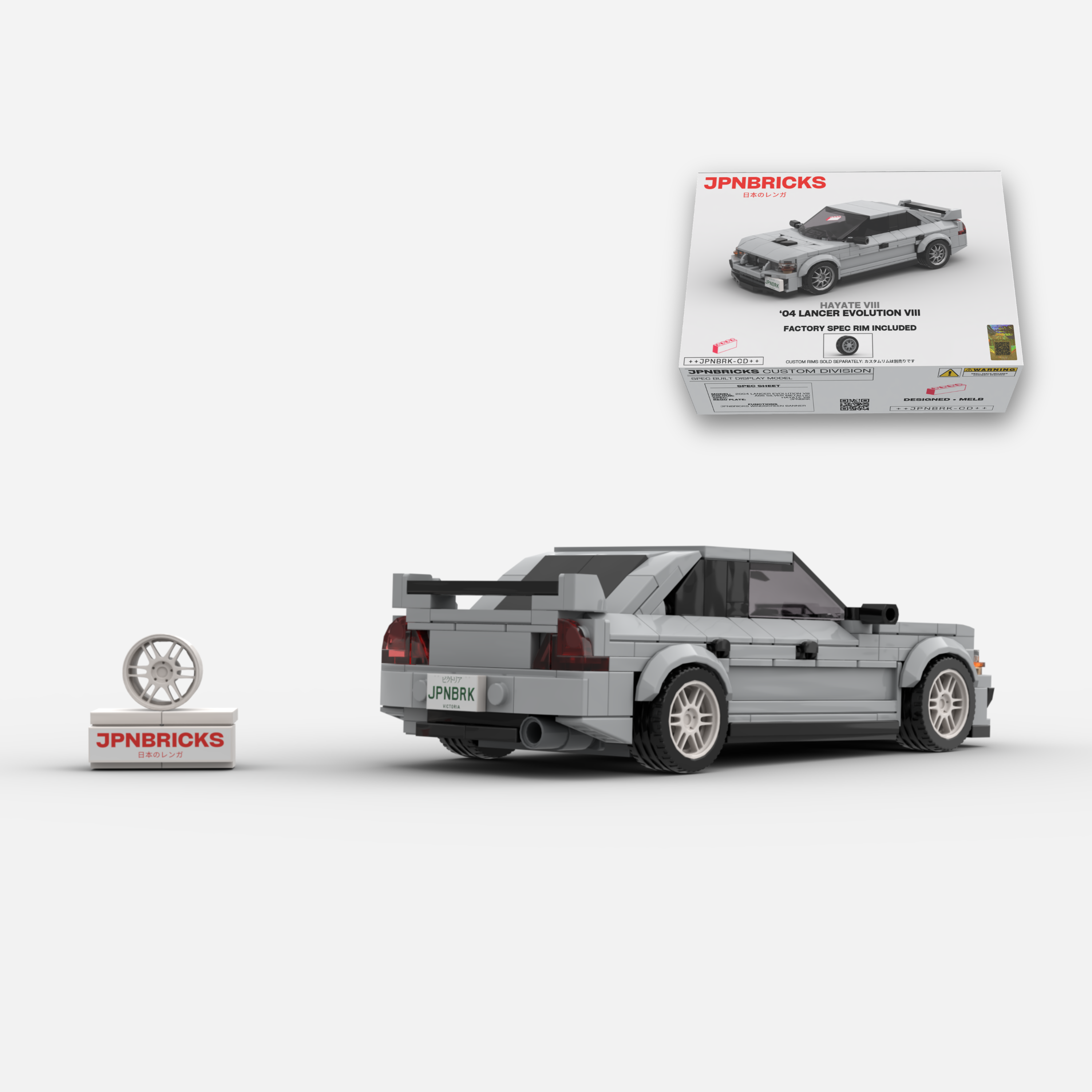 2004 Lancer Evolution VIII A66 Silver Grey Brick Car Model Kit