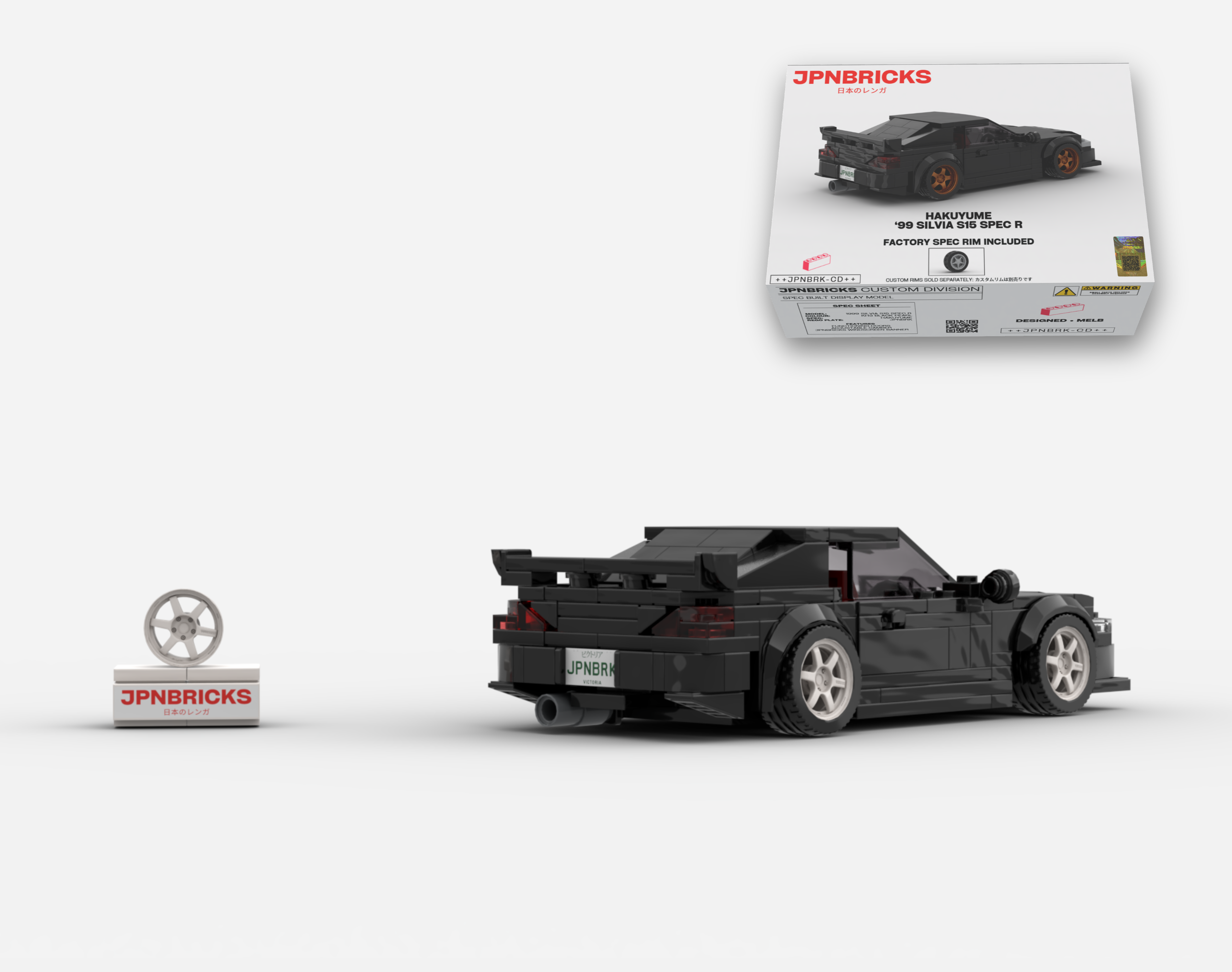 1999 SILVIA S15 SPEC R KH3 BLACK BRICK CAR MODEL KIT