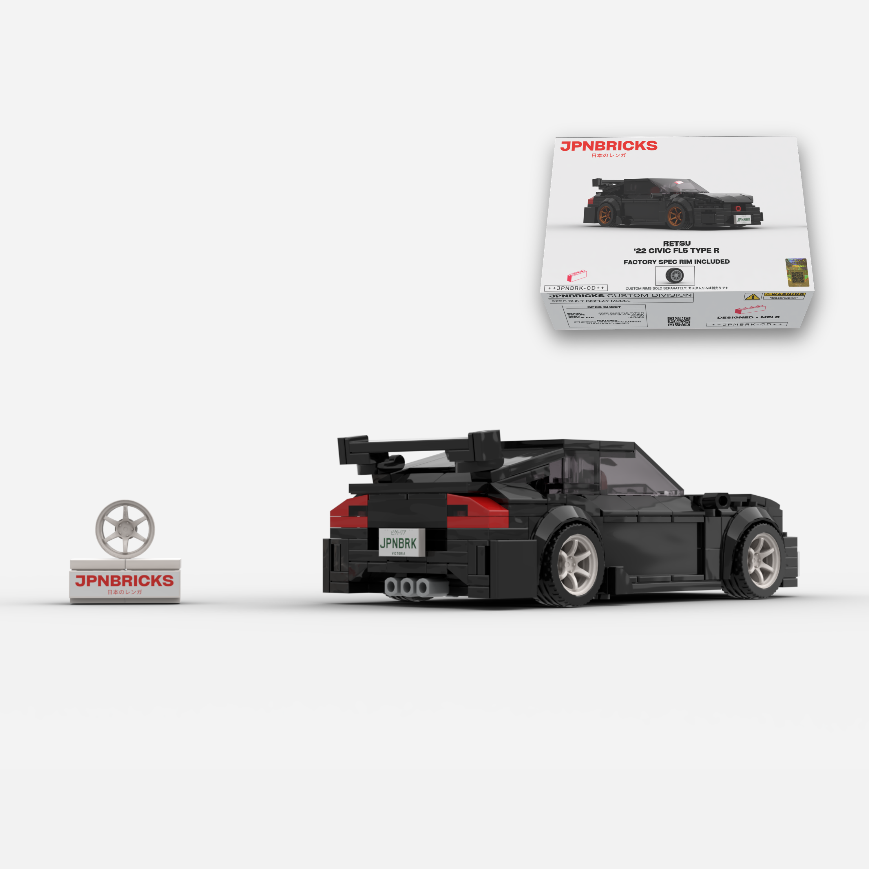 2022 Civic Type R FL5 NH-731P Black Brick Car Model Kit