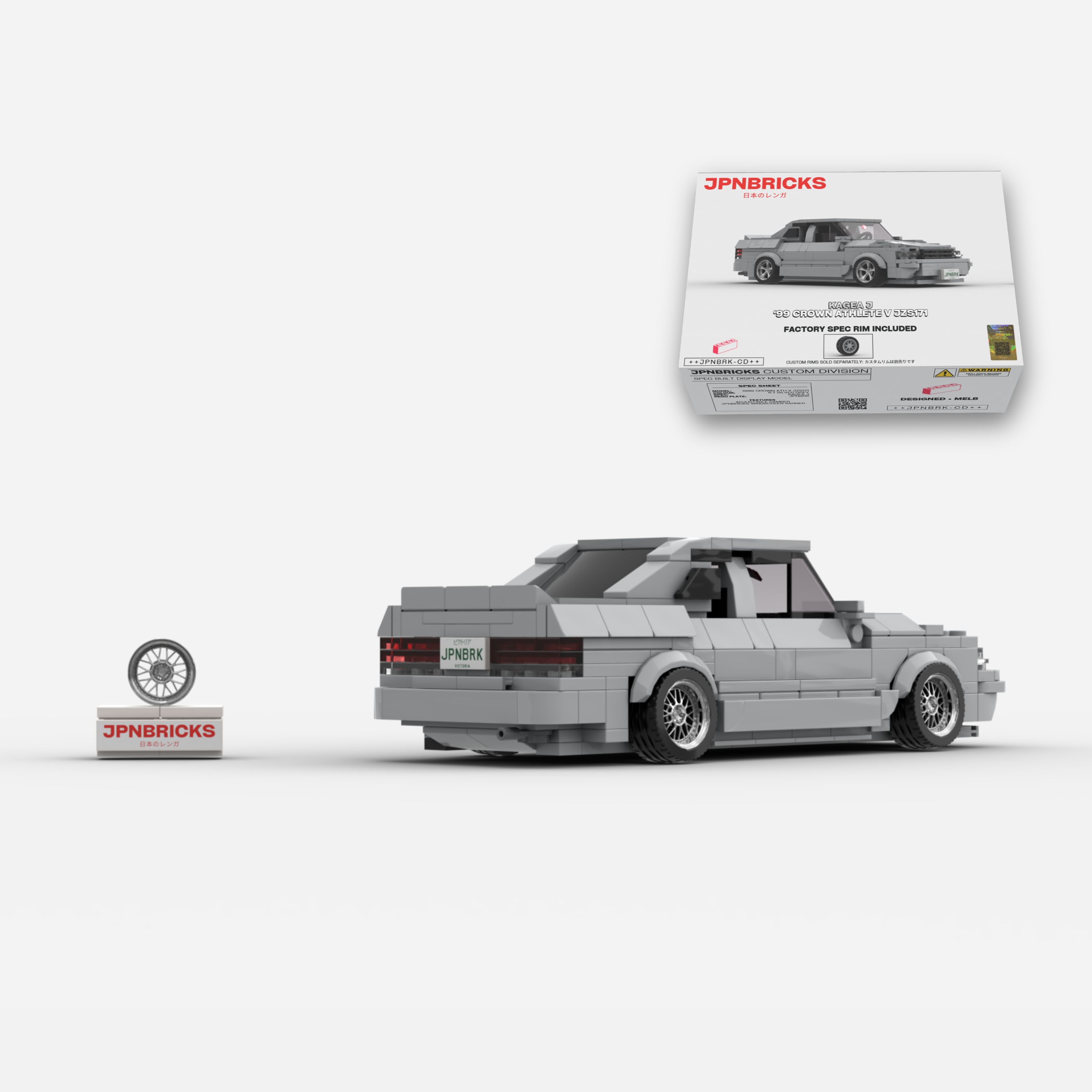 1999 Crown Athlete V JZS171 1F7 Silver Grey Brick Car Model Kit
