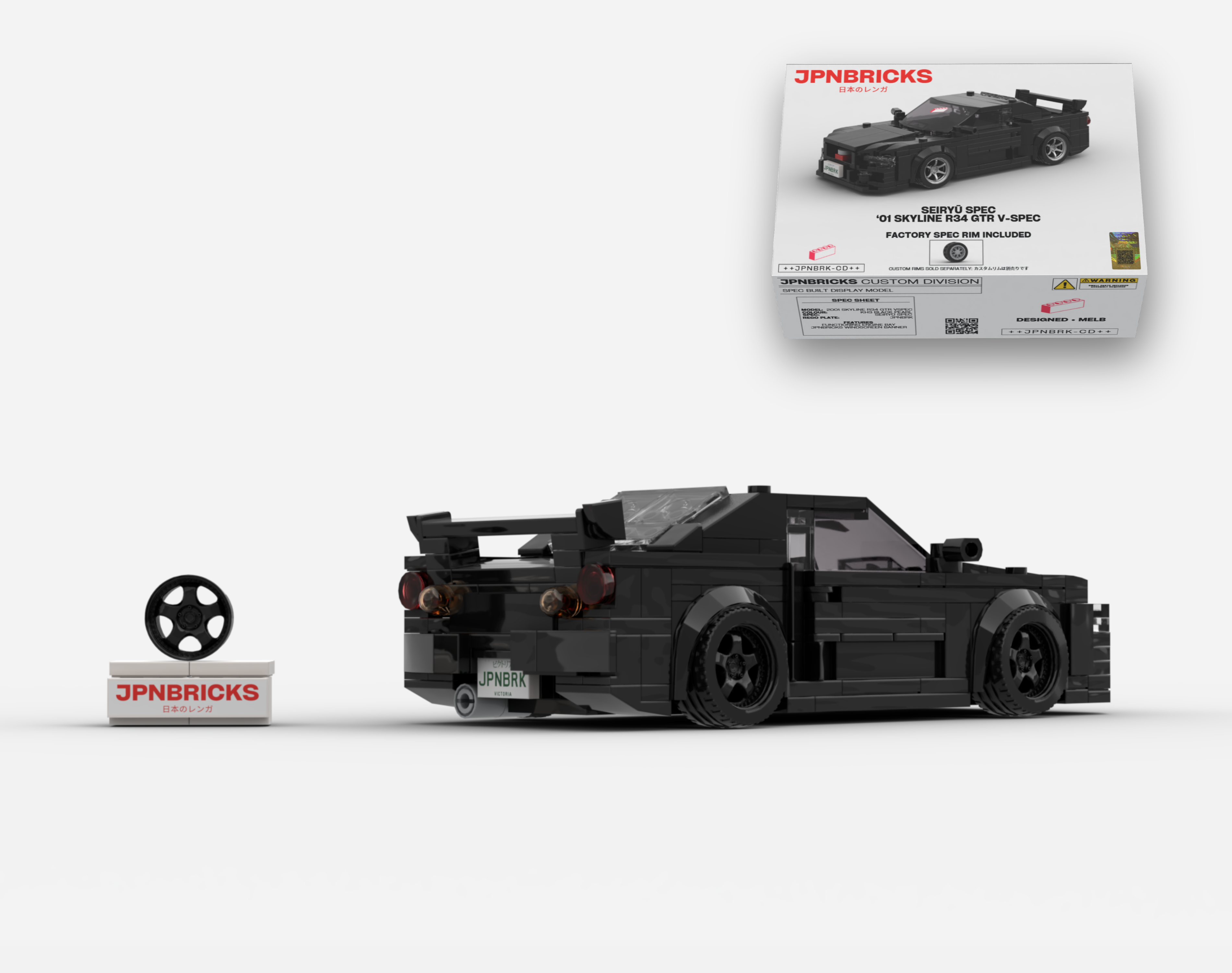 2001 SKYLINE R34 GTR V-SPEC II KH3 BLACK BRICK CAR MODEL KIT