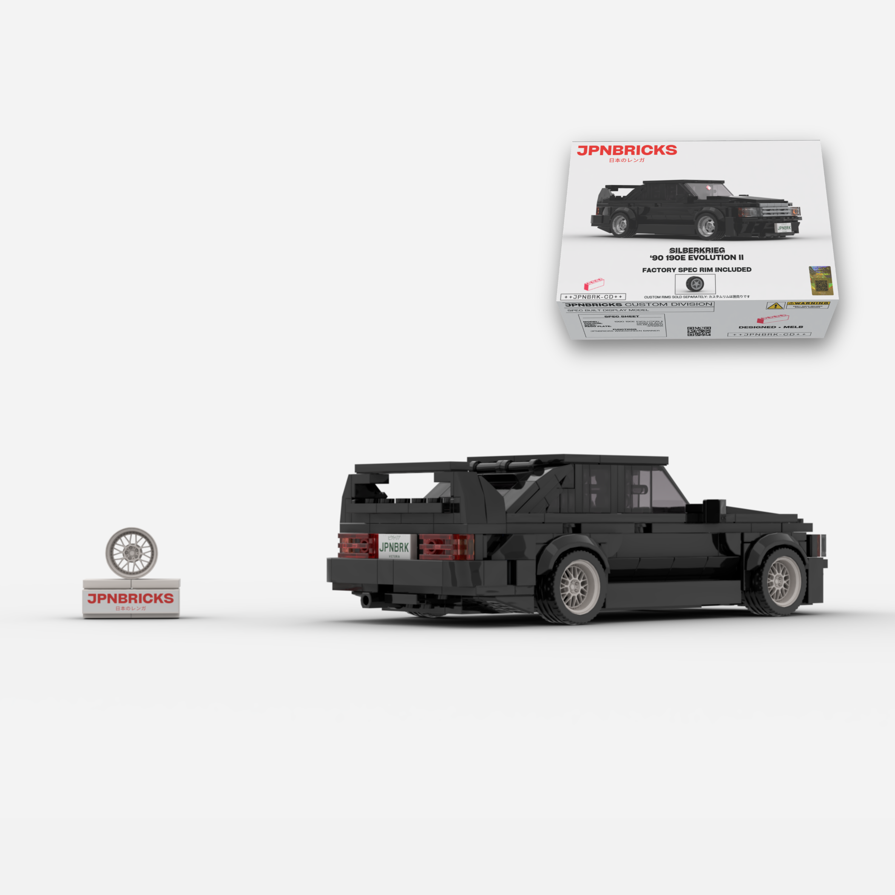 1990 190E Evolution II DB99 Black Brick Car Model Kit
