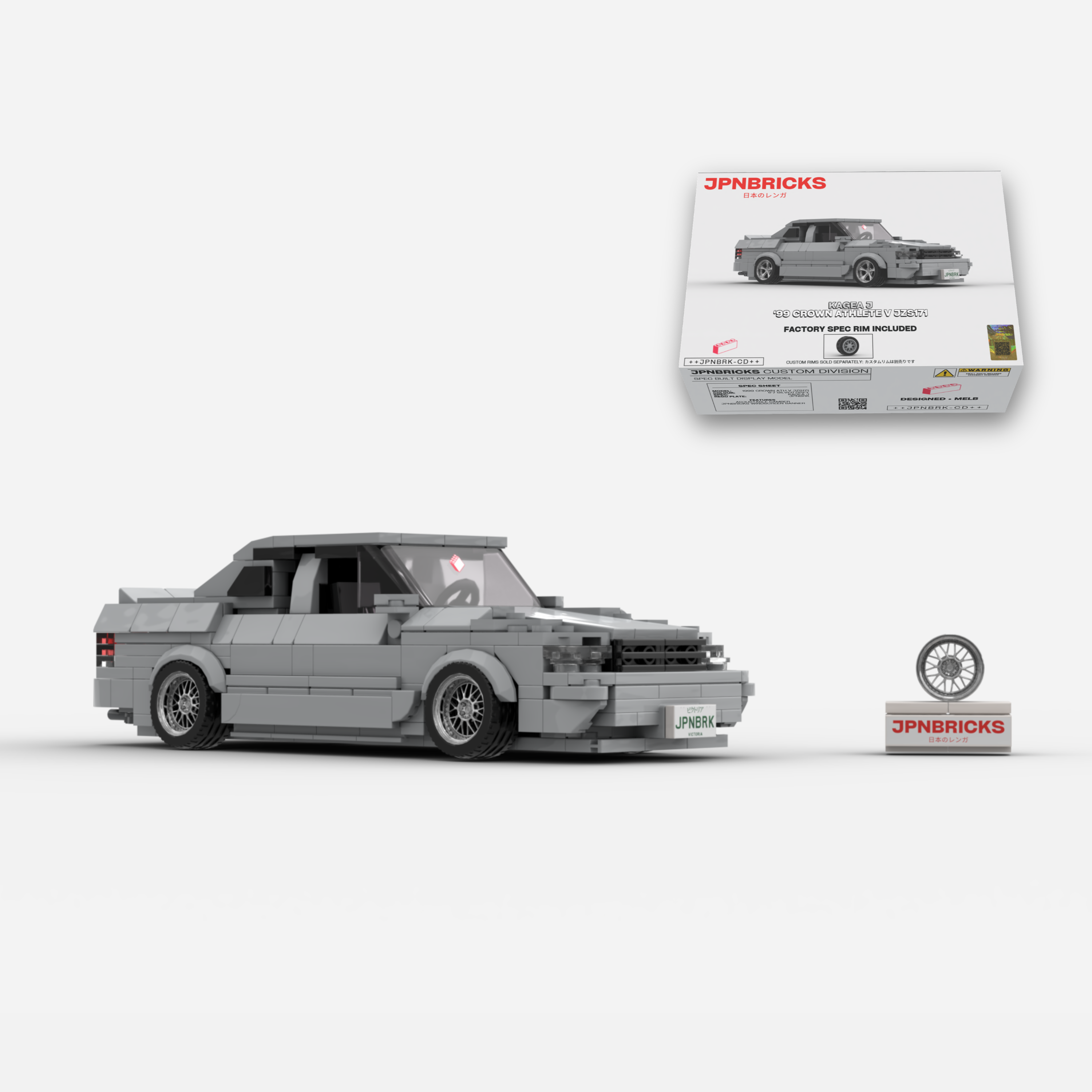 1999 Crown Athlete V JZS171 1F7 Silver Grey Brick Car Model Kit