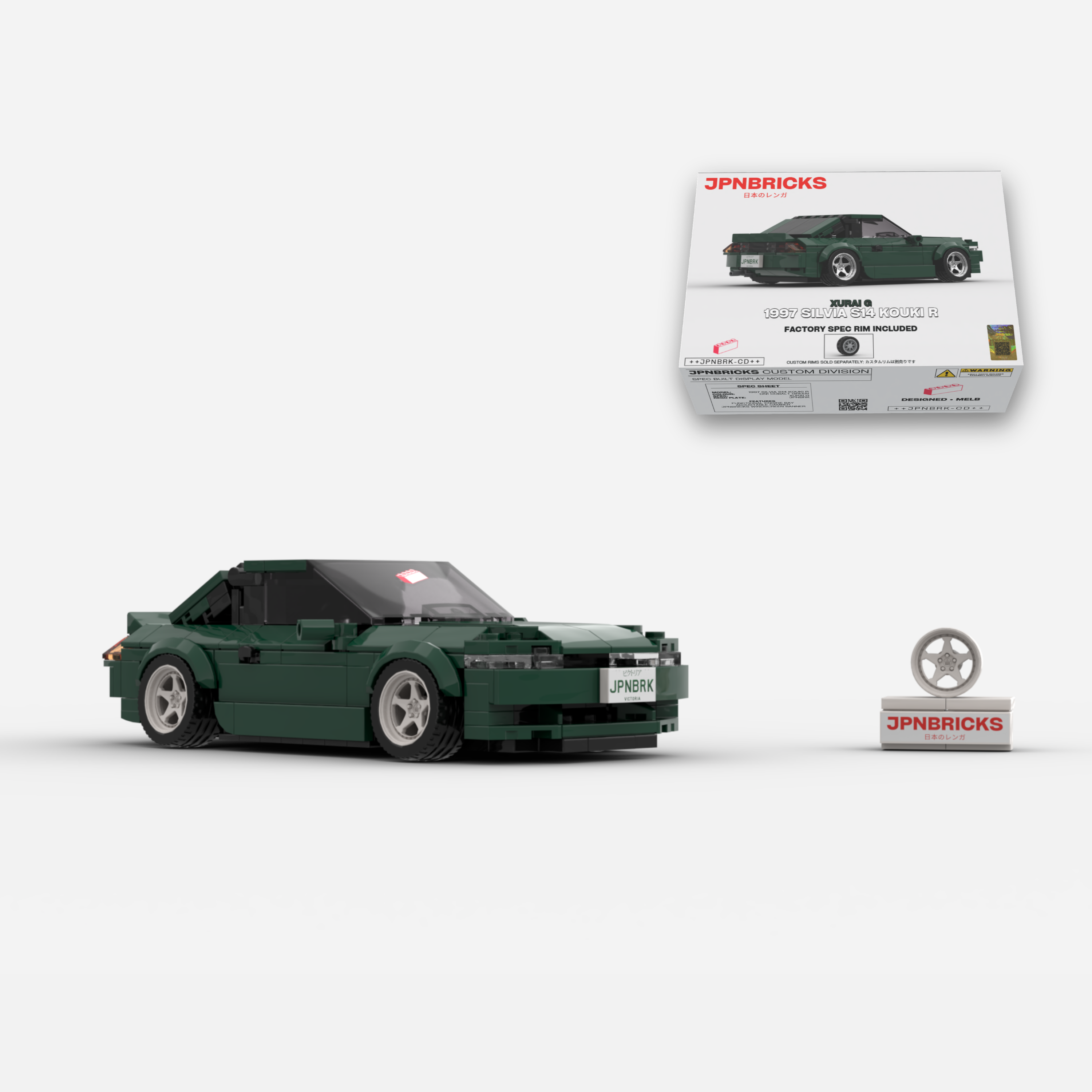 [PRE-ORDER] 1997 Silvia S14 Kouki R DN1 Cobalt Green Brick Car Model Kit
