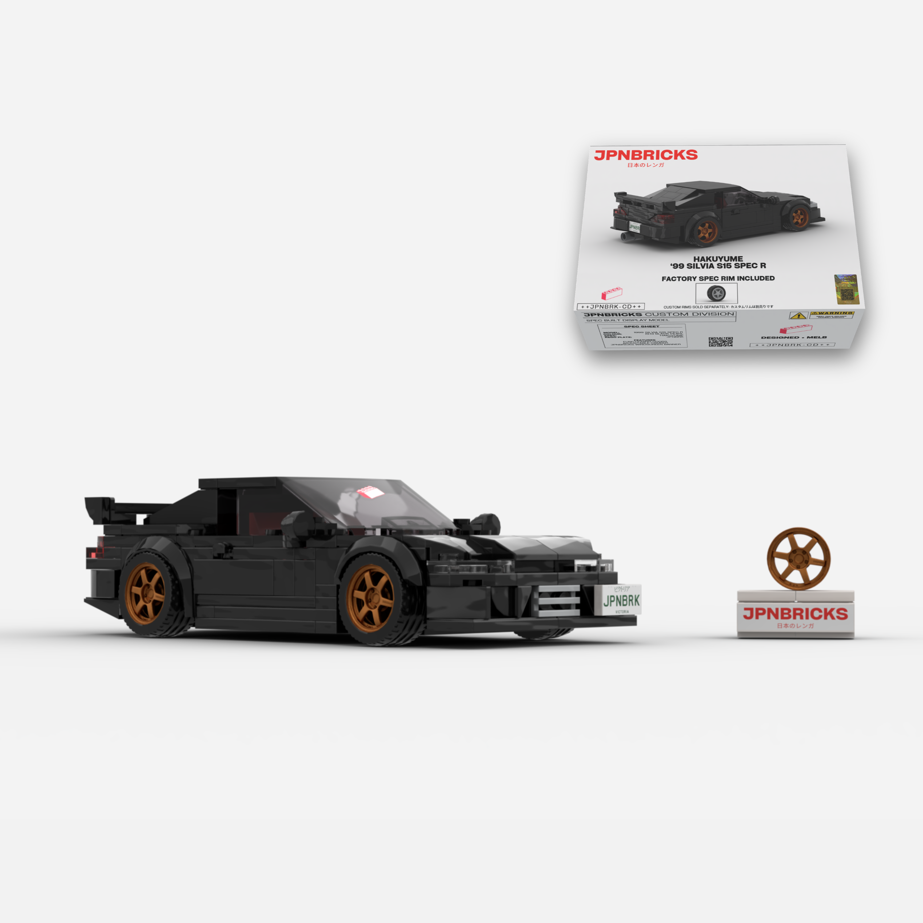 1999 Silvia S15 Spec R KH3 Black Brick Car Model Kit