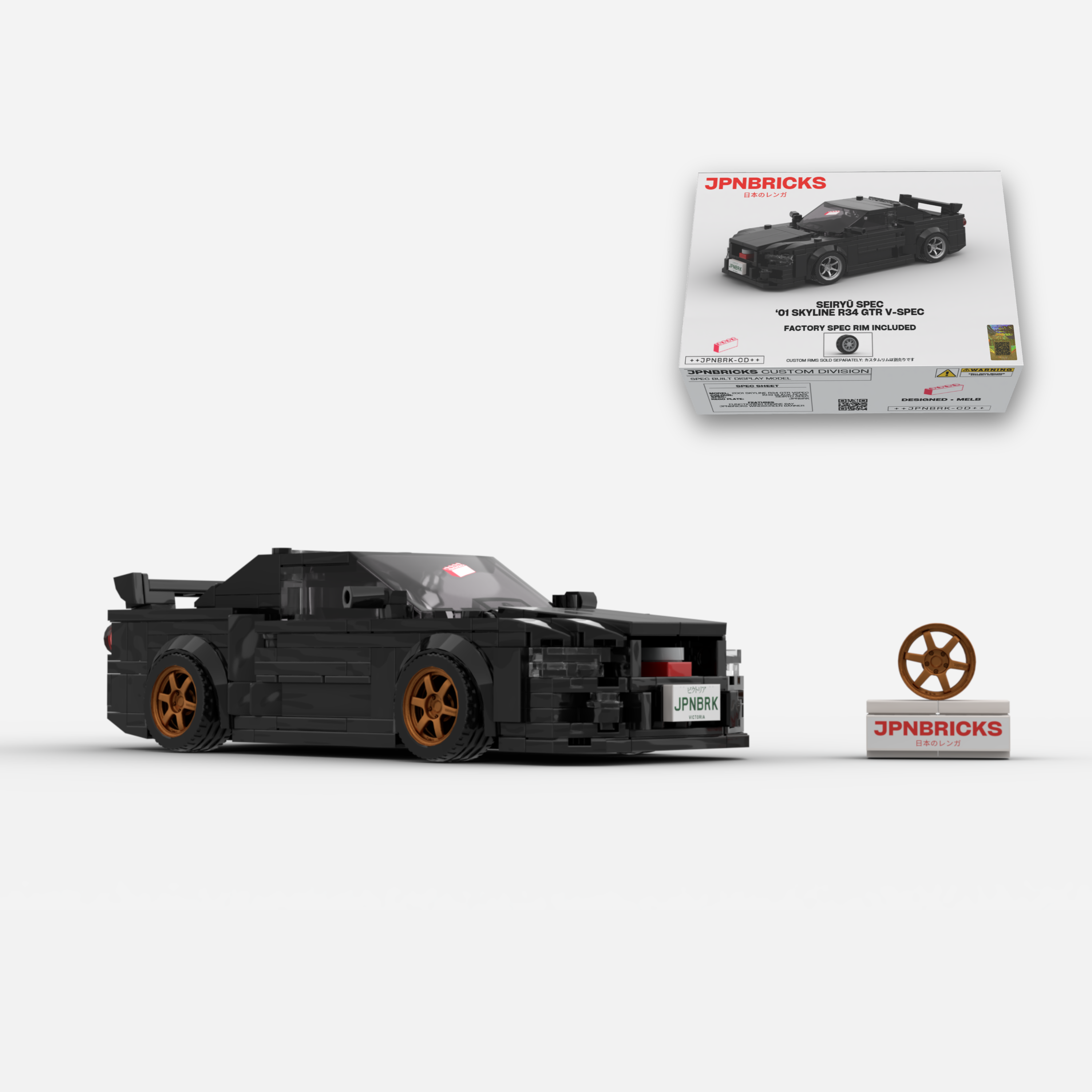 2001 Skyline R34 GT-R V-Spec II KH3 Black Brick Car Model Kit