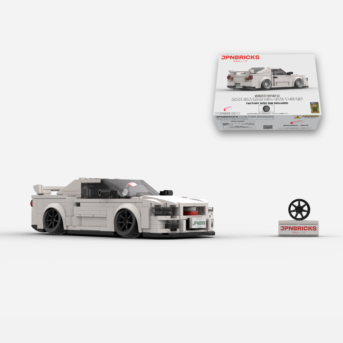 [PRE-ORDER] 2001 Skyline R34 GT-R V-Spec II QM1 White Brick Car Model Kit